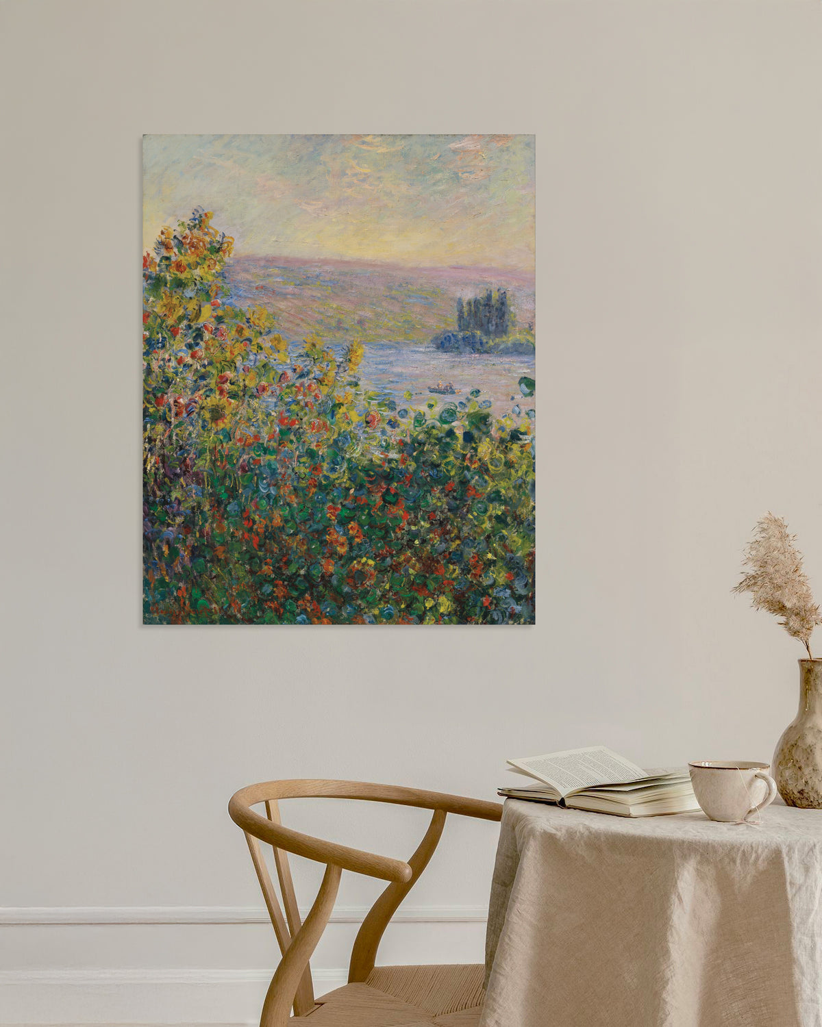 Plakat Klomby kwiatowe w Vétheuil (1881), Claude Monet