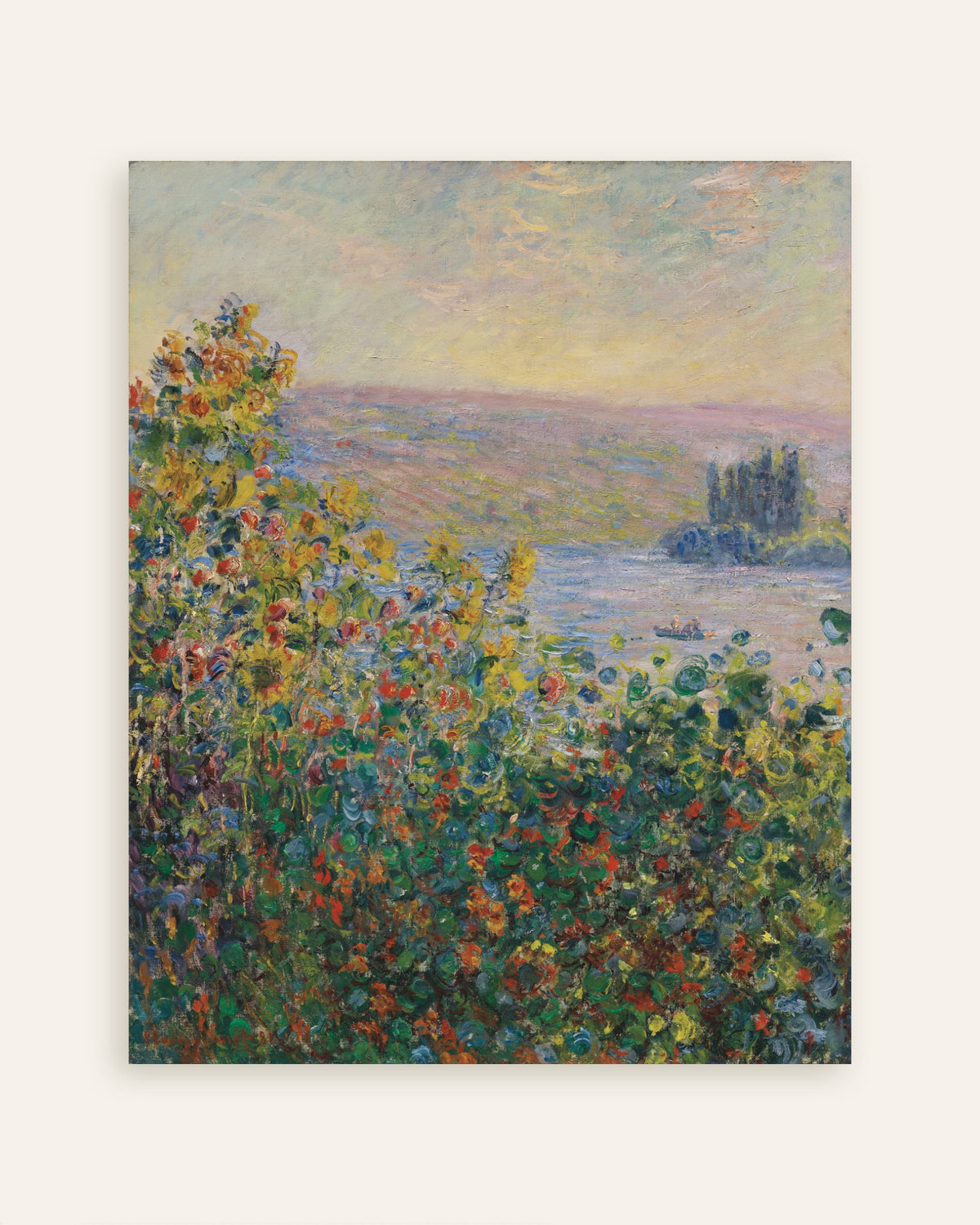Plakat Klomby kwiatowe w Vétheuil (1881), Claude Monet, miniatura