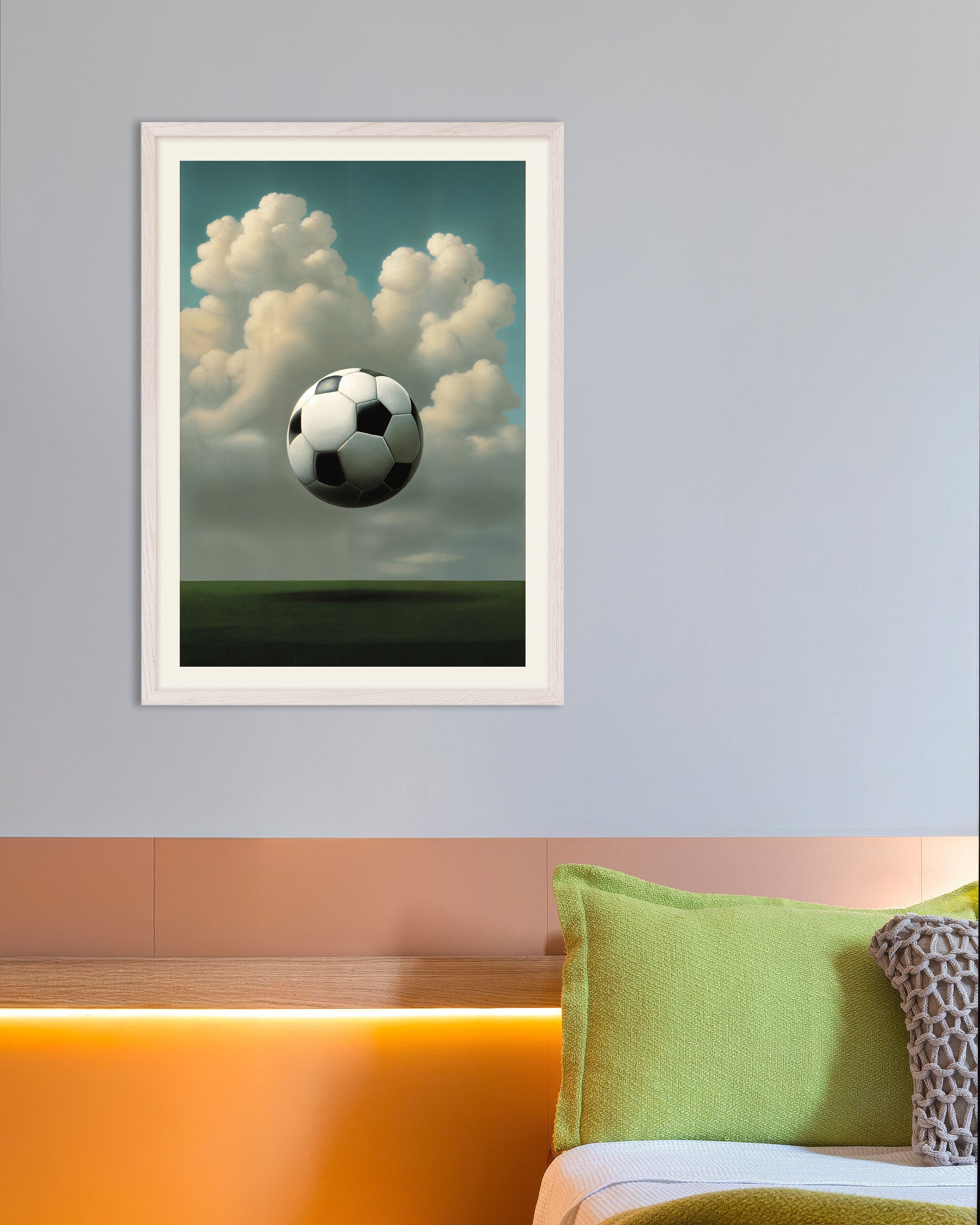 Poster of Football, with white wooden frame