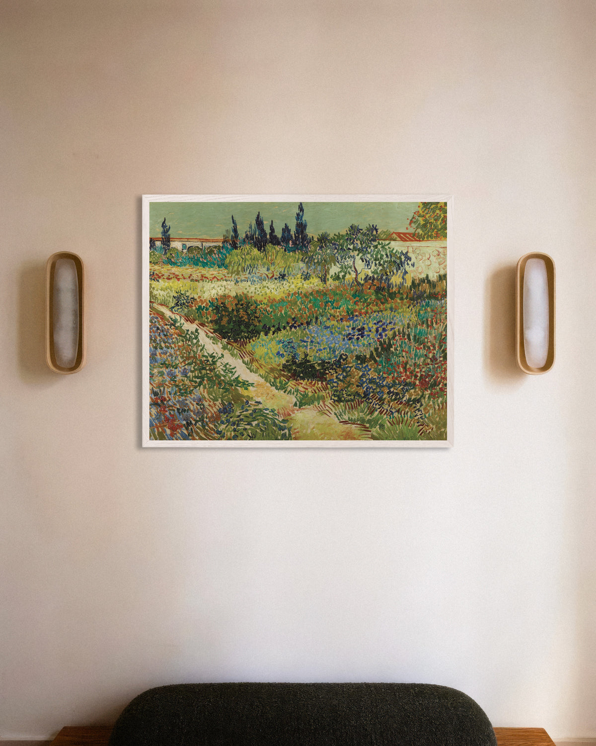 Plakat Ogród w Arles (1888), Vincent van Gogh, z białą drewnianą ramą