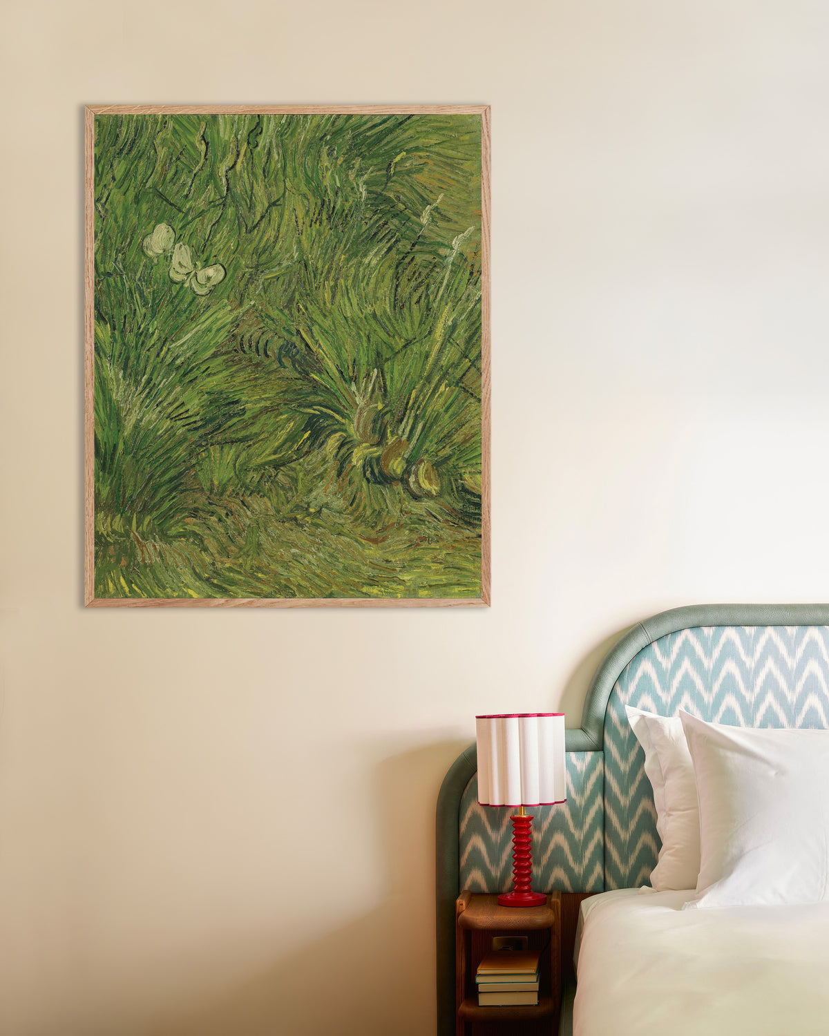 Plakat „Ogród z motylami (1889), Vincent van Gogh” w ramie z naturalnego drewna