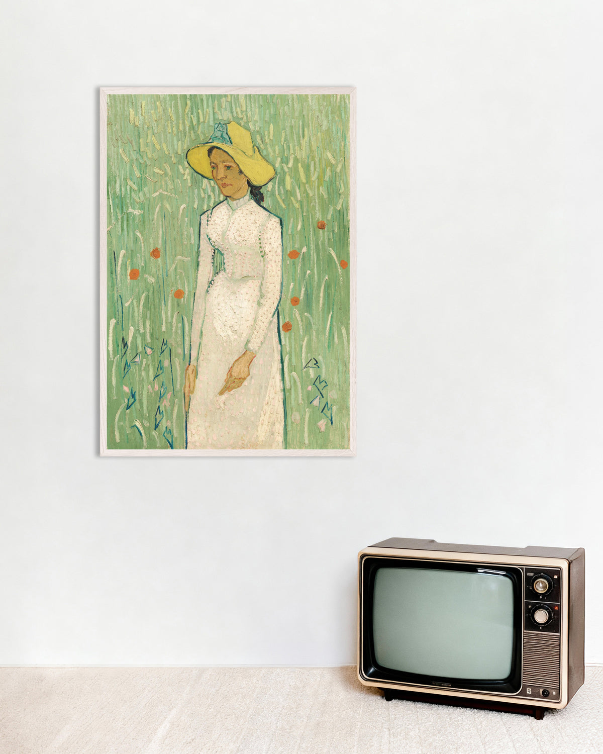 Plakat „Dziewczyna w bieli (1890), Vincent van Gogh” w białej drewnianej ramie