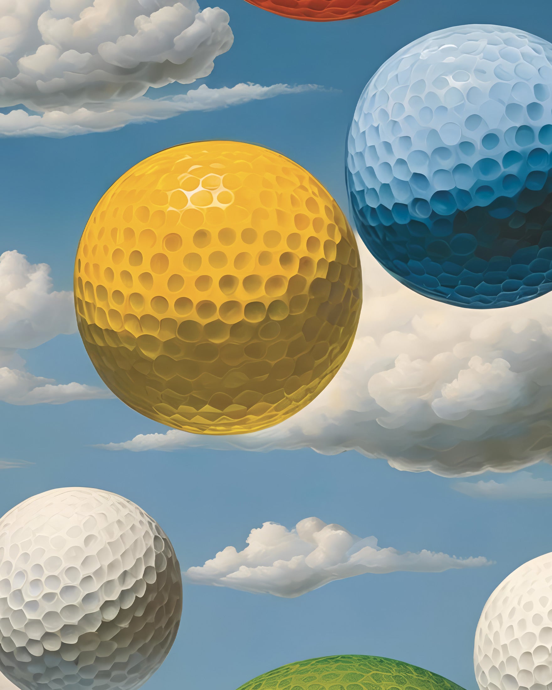 Golf worlds – plakat surrealistycznego nieba