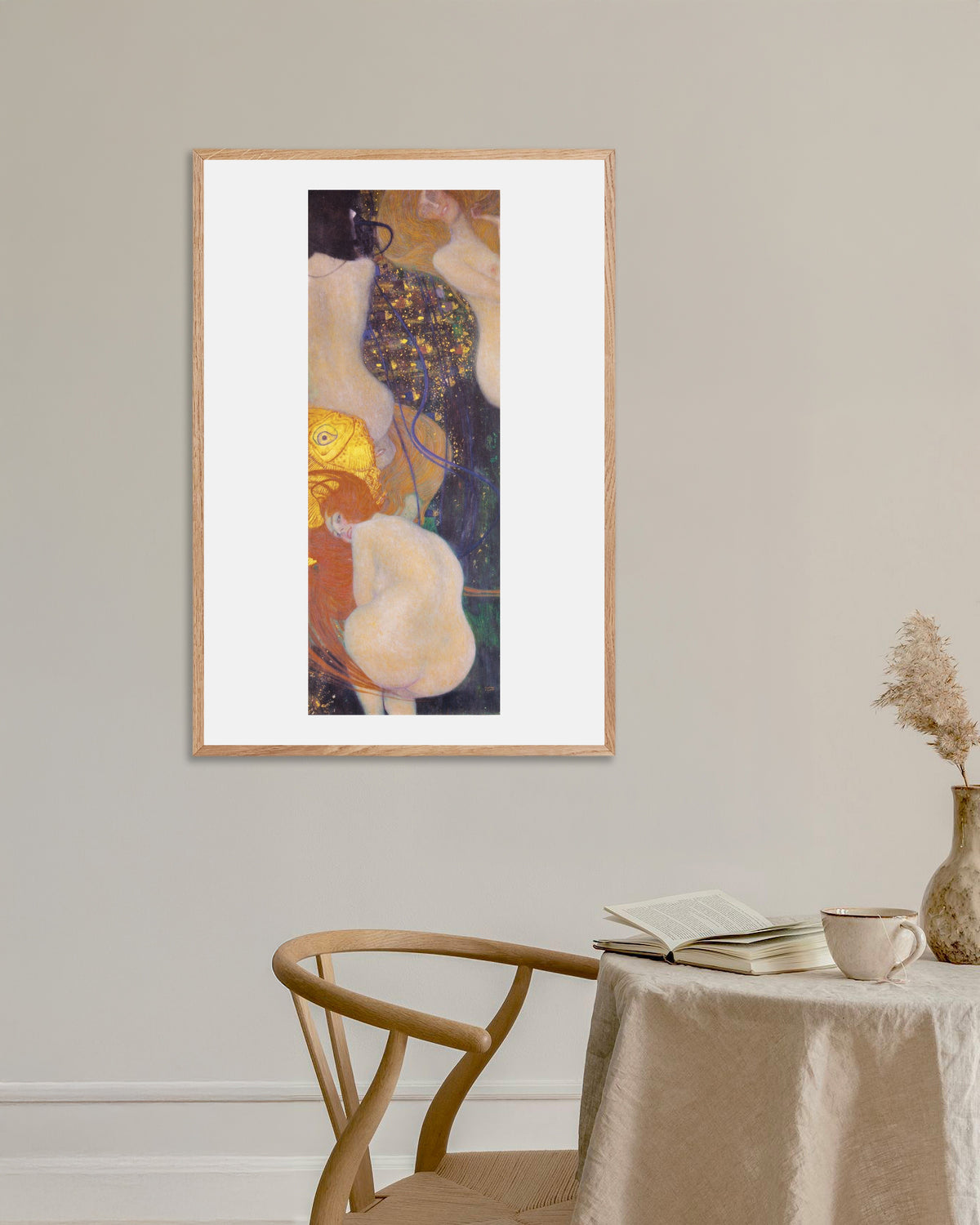 Plakat Złote rybki (1901–1902), Gustav Klimt, w ramie z naturalnego drewna