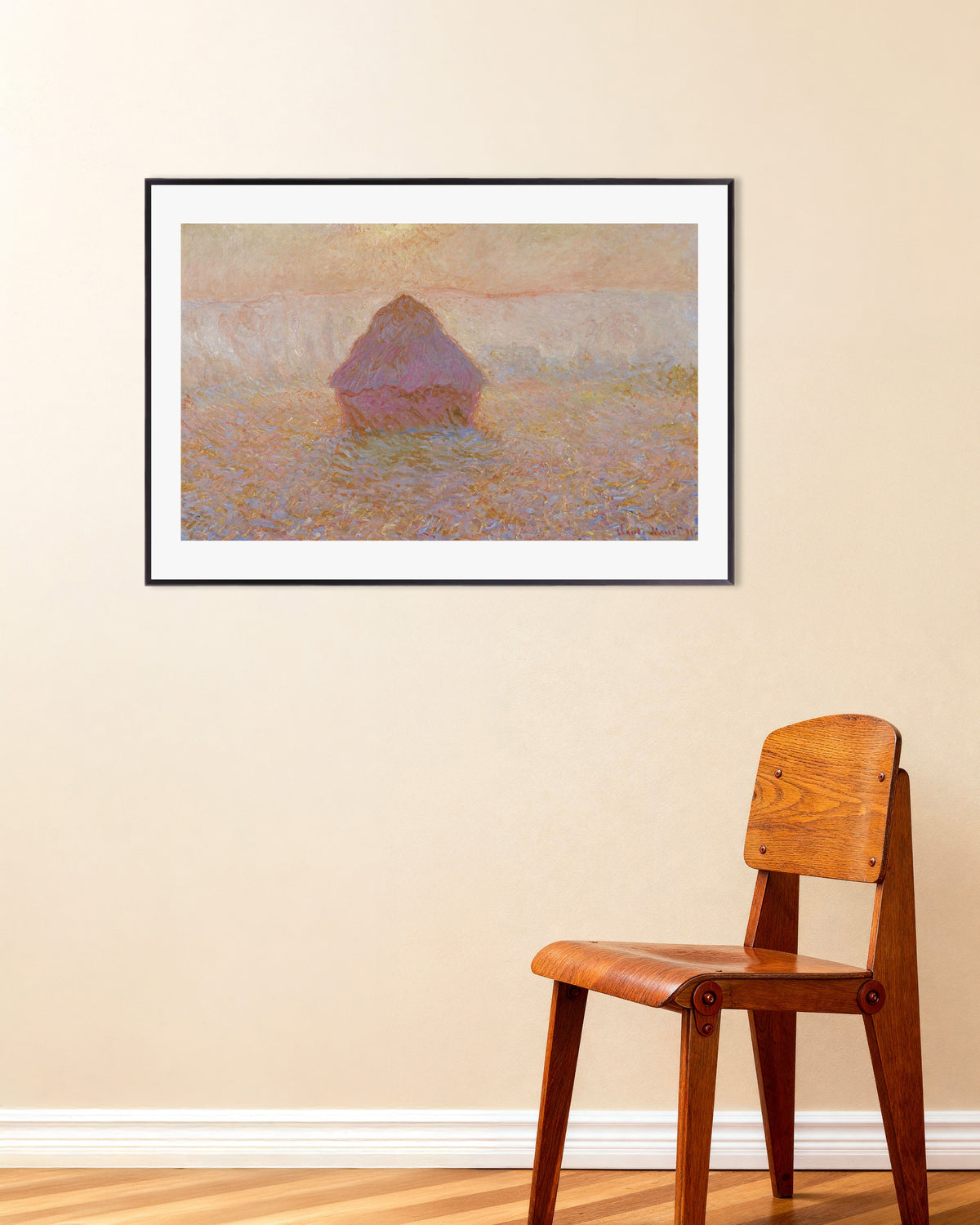 Plakat Stóg, słońce we mgle (1891), Claude Monet, w metalowej ramie