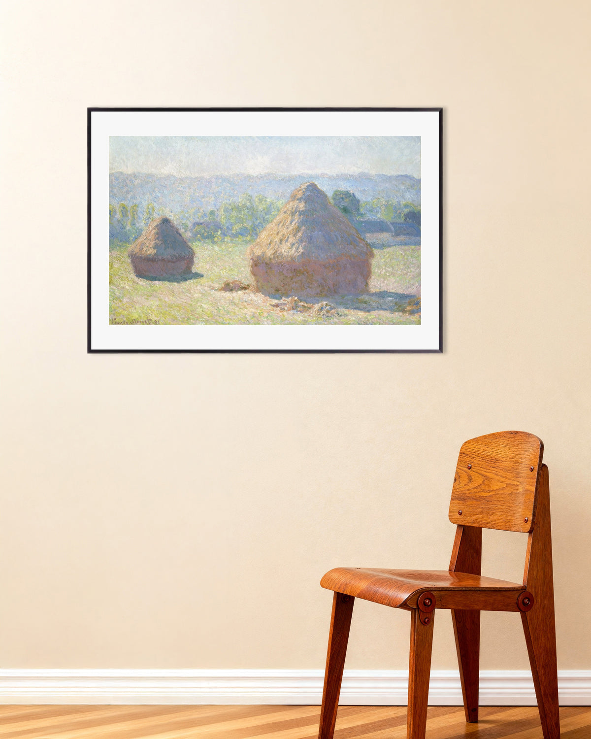 Plakat Stogi, koniec lata (1891), Claude Monet, w metalowej ramie