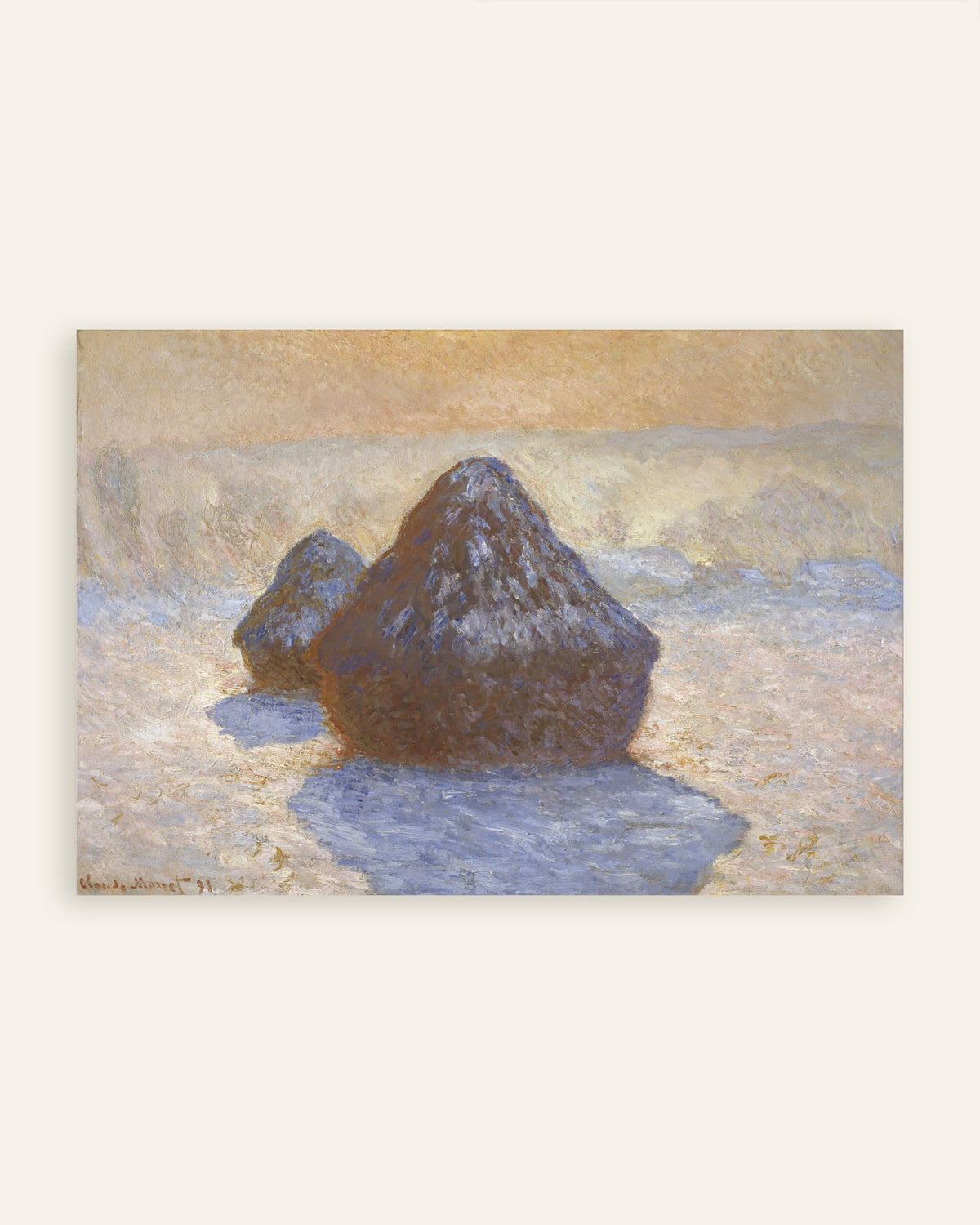 Plakat Stogi, efekt śniegu (1891), Claude Monet, miniatura