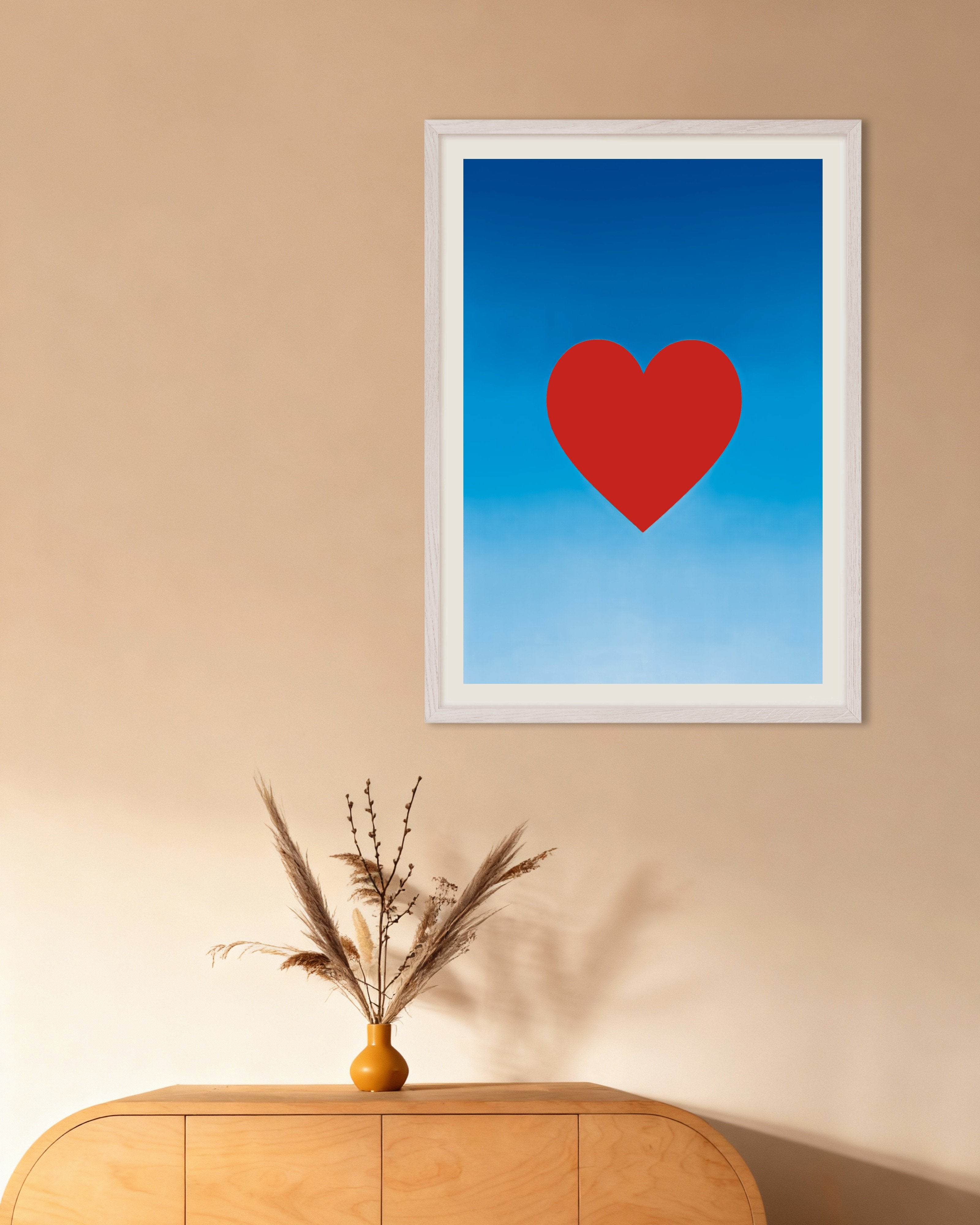 Poster of Heart in the Sky - Poster, with white wooden frame