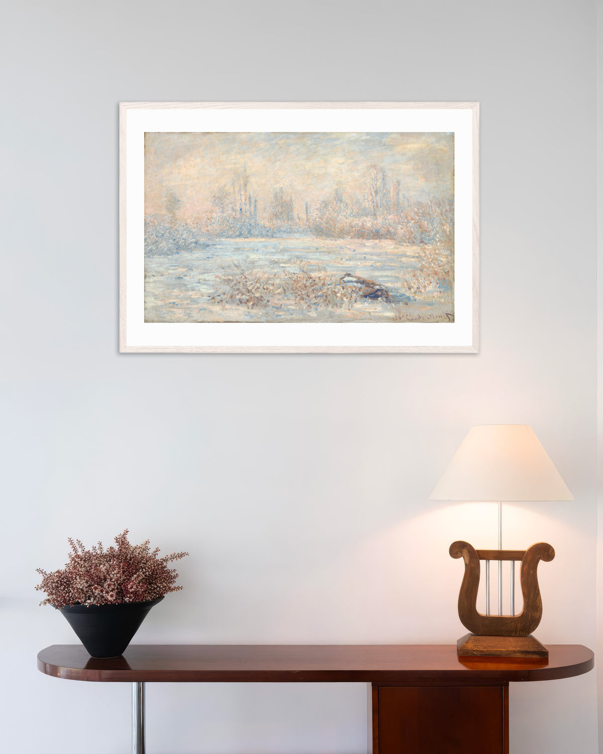 Plakat Szron (1880), Claude Monet, w białej drewnianej ramie