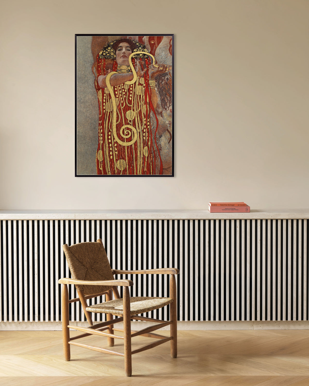 Plakat Hygieja, fragment Medycyny (1907), Gustav Klimt, w metalowej ramie