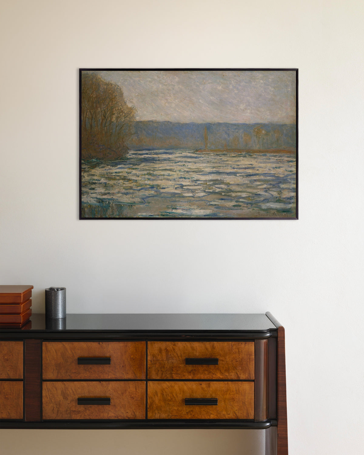 Plakat Kra na Sekwanie koło Bennecourt (1893), Claude Monet, w metalowej ramie