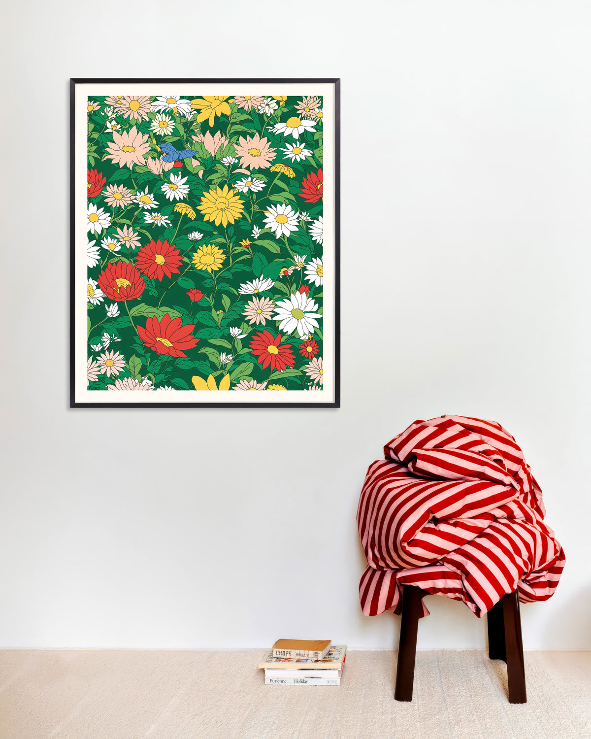 Plakat przedstawiający Japońskie studio animacji, kwiaty, w metalowej ramie