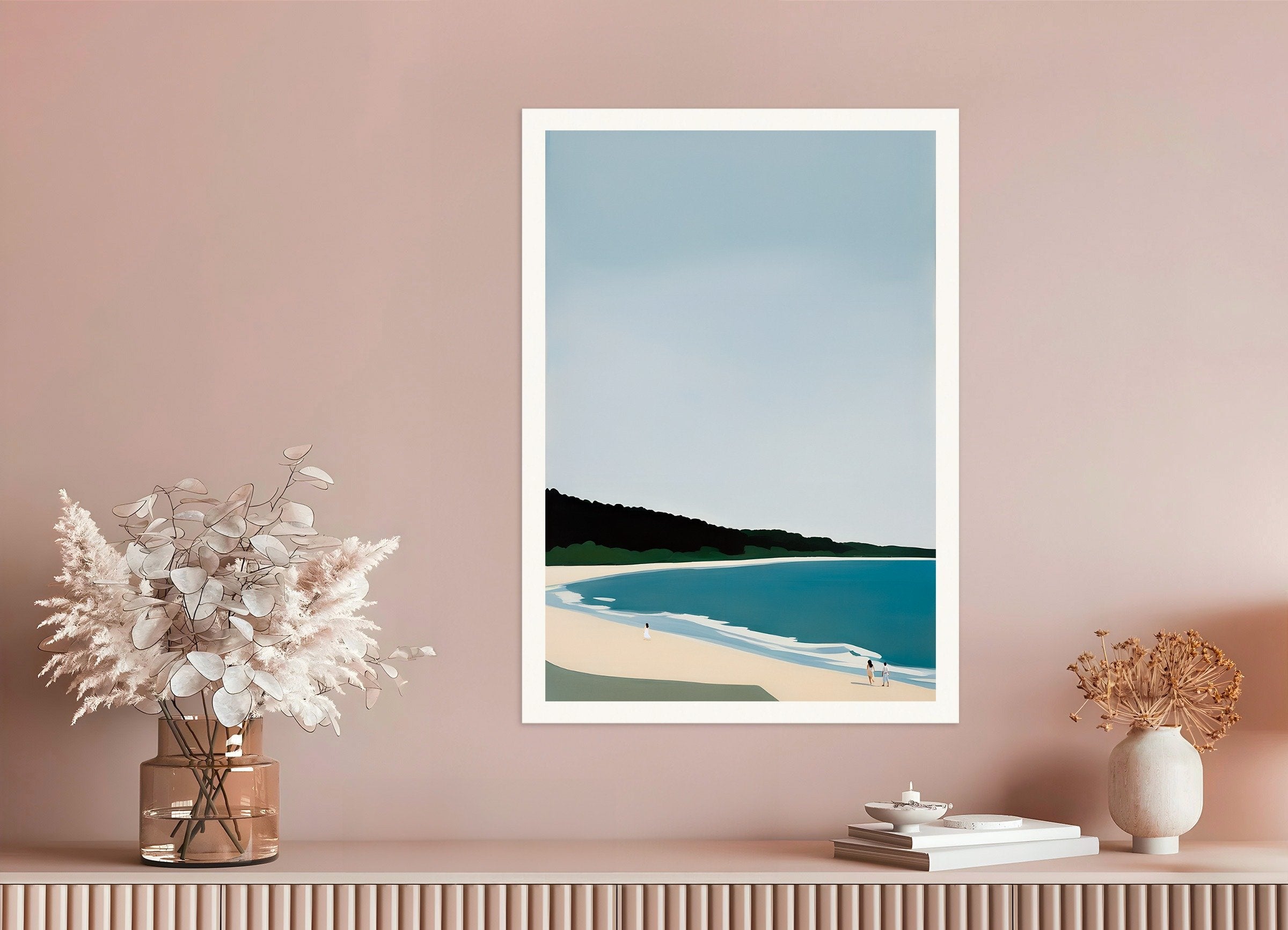 Poster of Joy on the Beach - Coastal Landscape Art Print