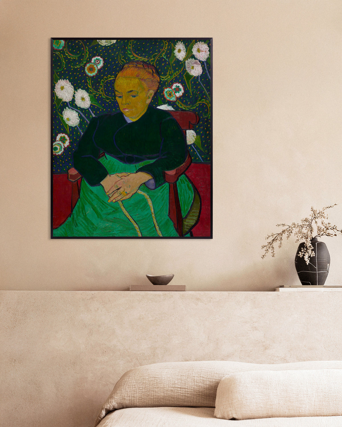 Plakat „La Berceuse, Madame Roulin kołysząca kołyskę (1889), Vincent van Gogh” w metalowej ramie