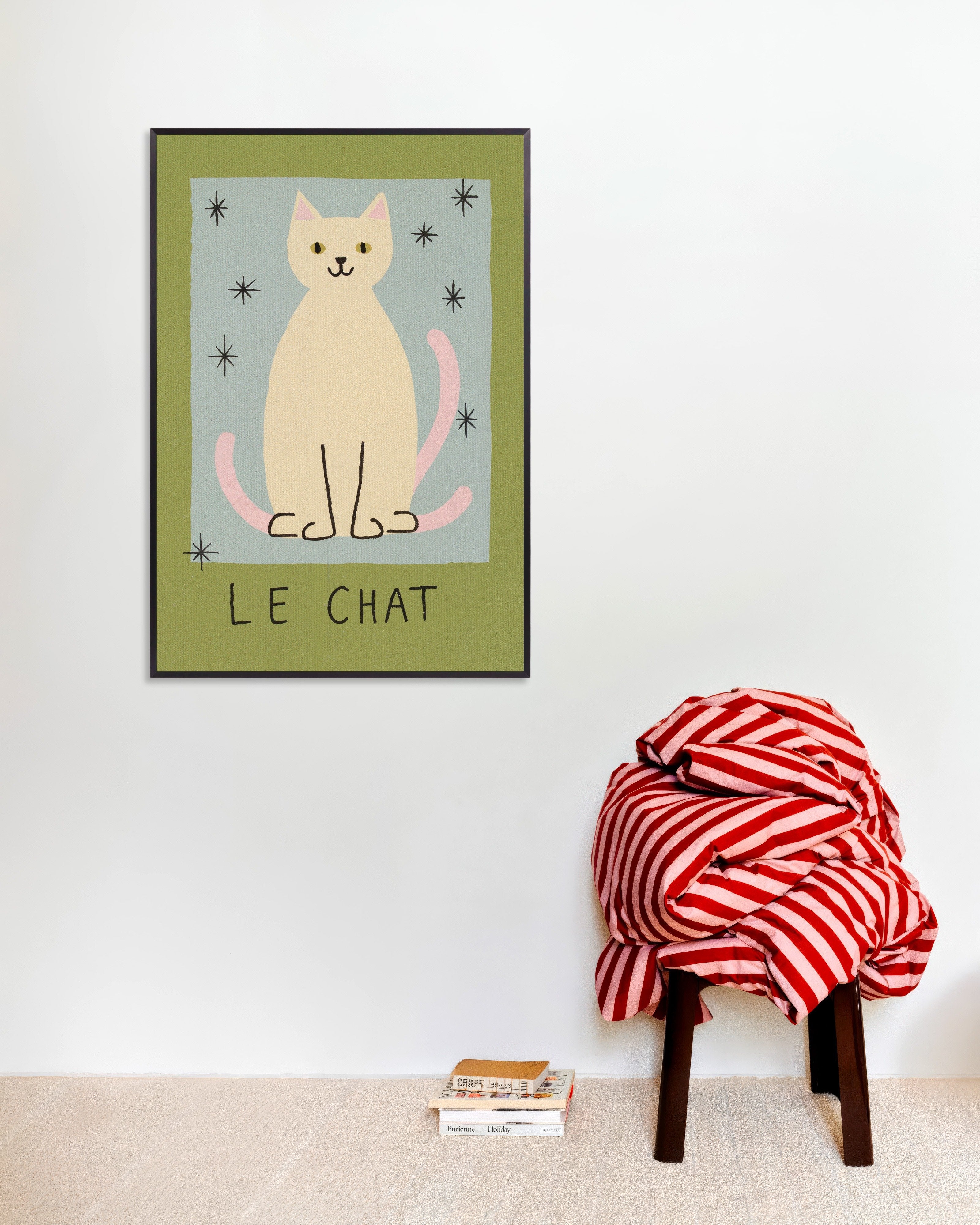 Poster of Le Chat - Mid-Century Cat Poster, with metal frame