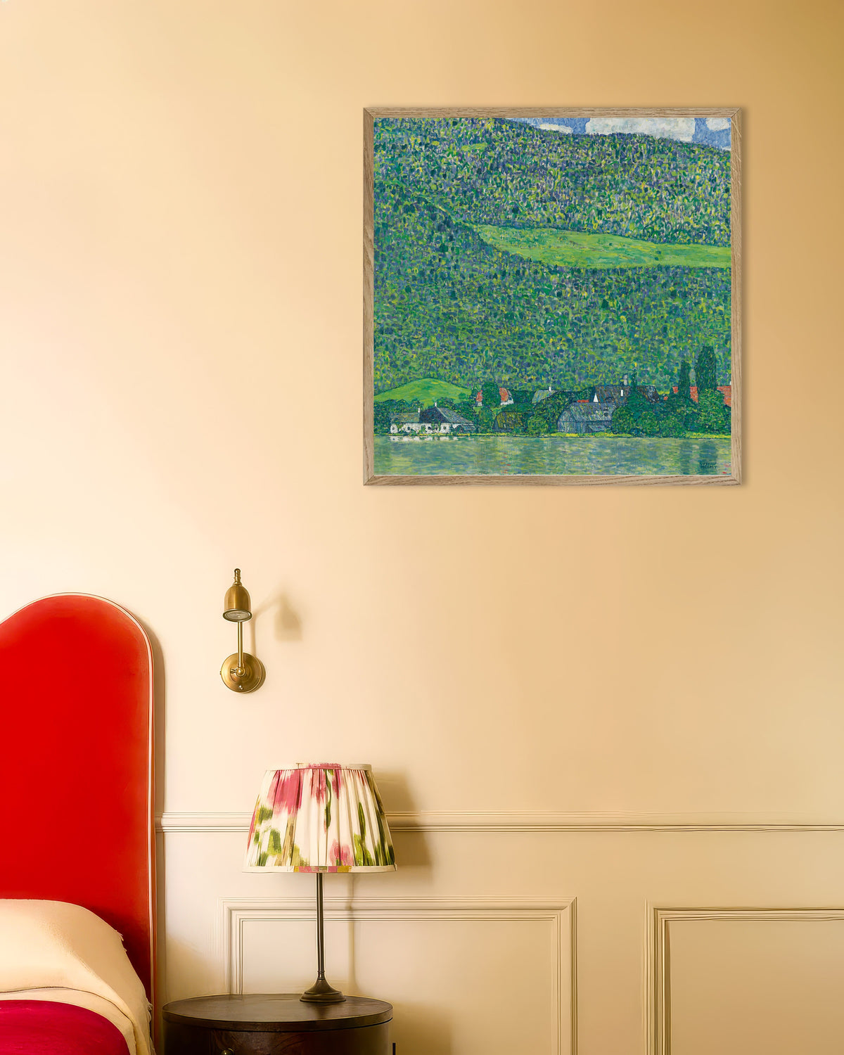 Plakat „Litzlberg nad jeziorem Attersee (1914–1915), Gustav Klimt” w ramie z naturalnego drewna