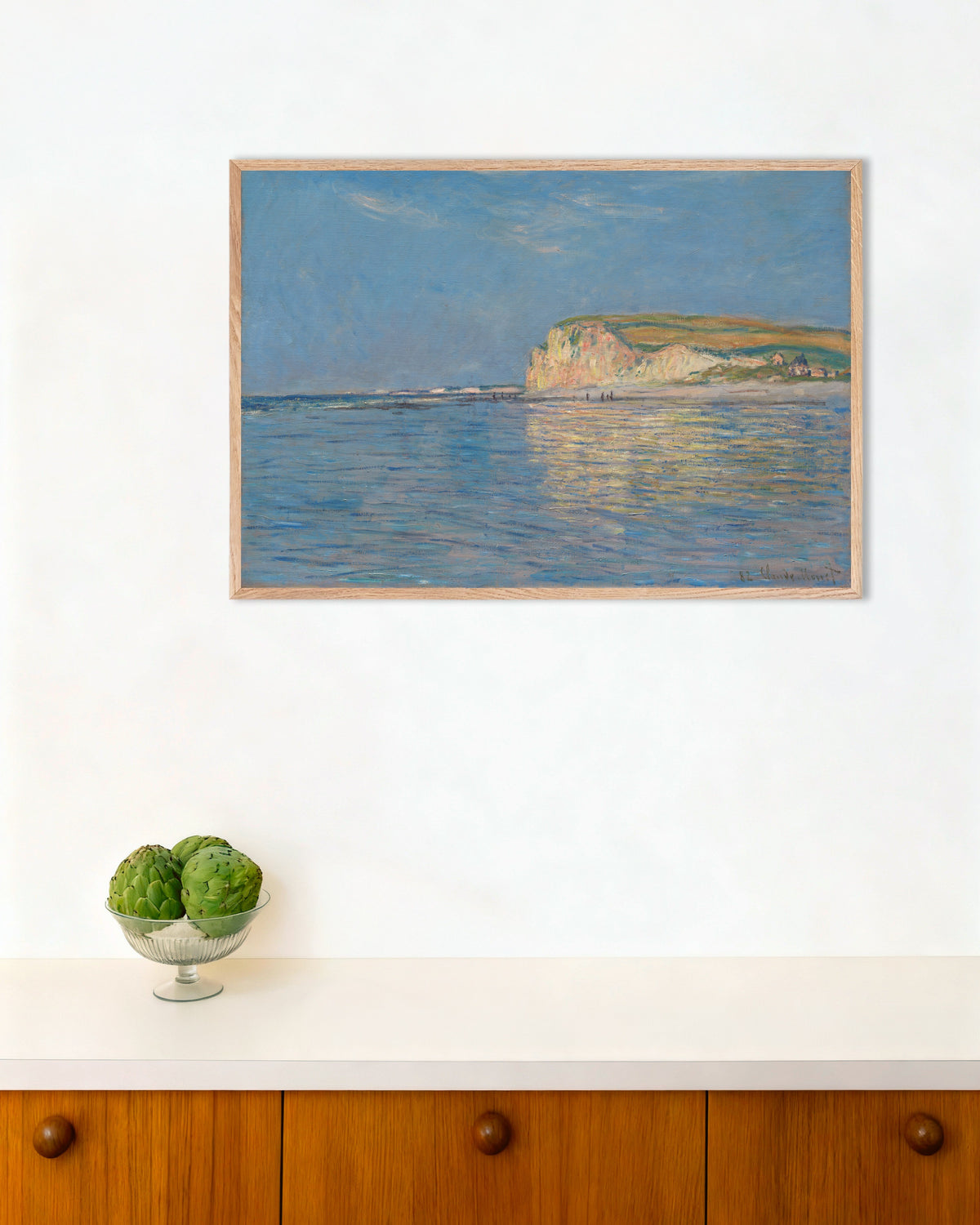 Plakat Odpływ w Pourville koło Dieppe (1882), Claude Monet, w ramie z naturalnego drewna