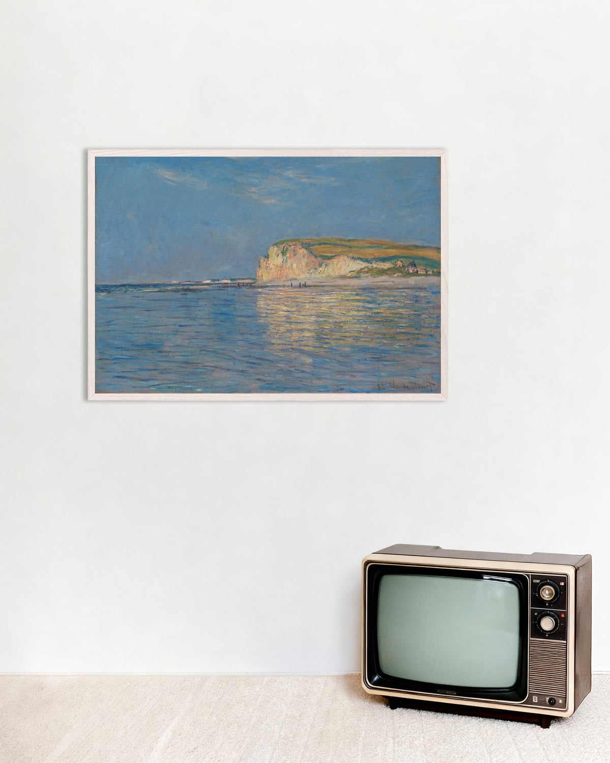 Plakat Odpływ w Pourville koło Dieppe (1882), Claude Monet, w białej drewnianej ramie