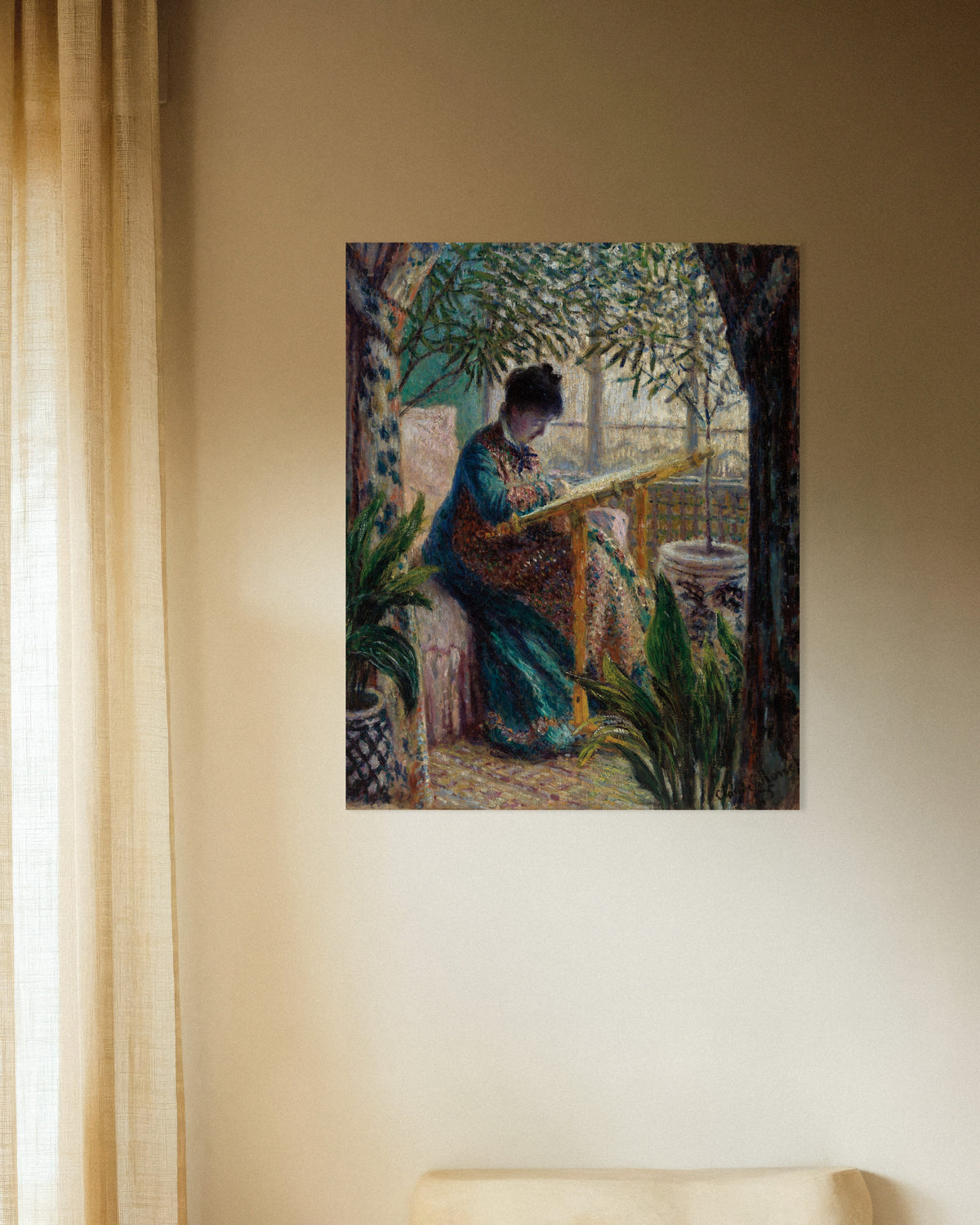 Plakat Madame Monet przy hafcie (1875), Claude Monet