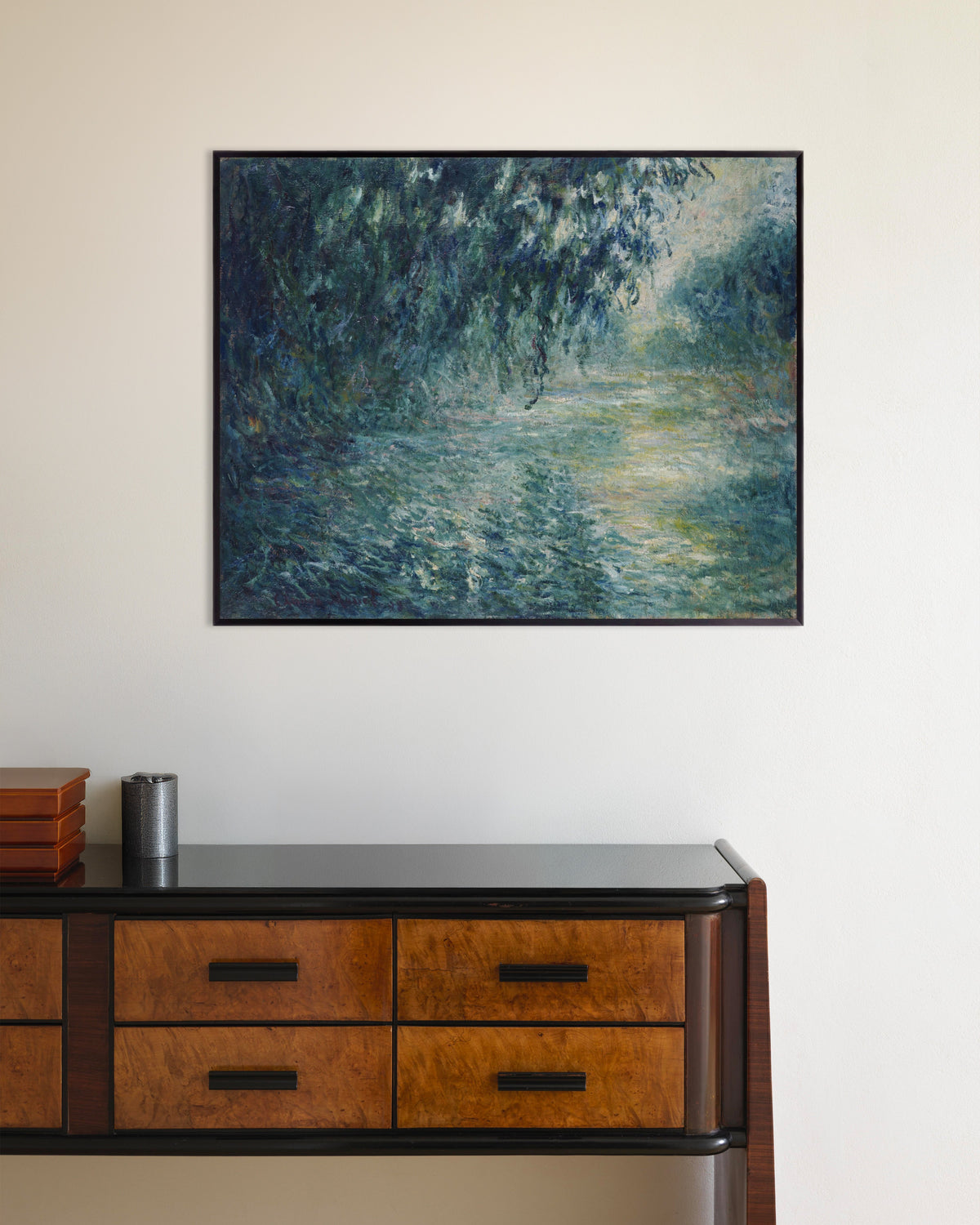 Plakat Poranek nad Sekwaną (1898), Claude Monet, w metalowej ramie