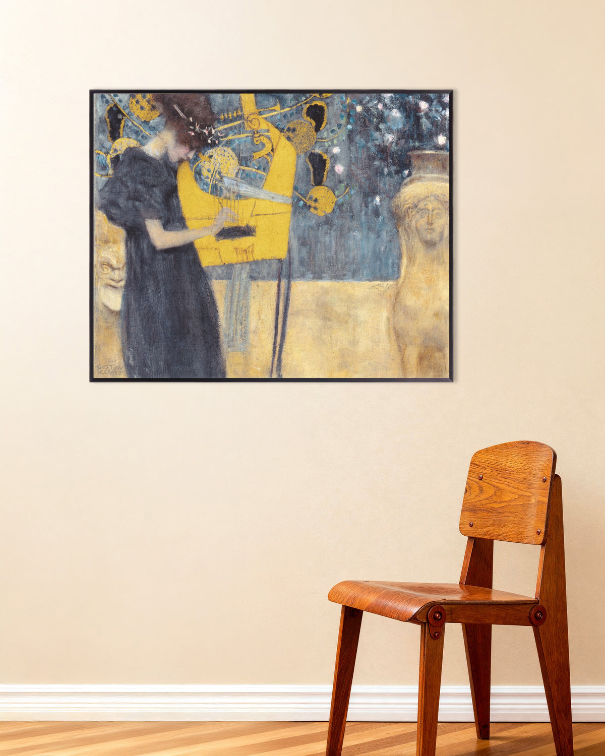 Plakat Muzyka I (1895), Gustav Klimt, w metalowej ramie