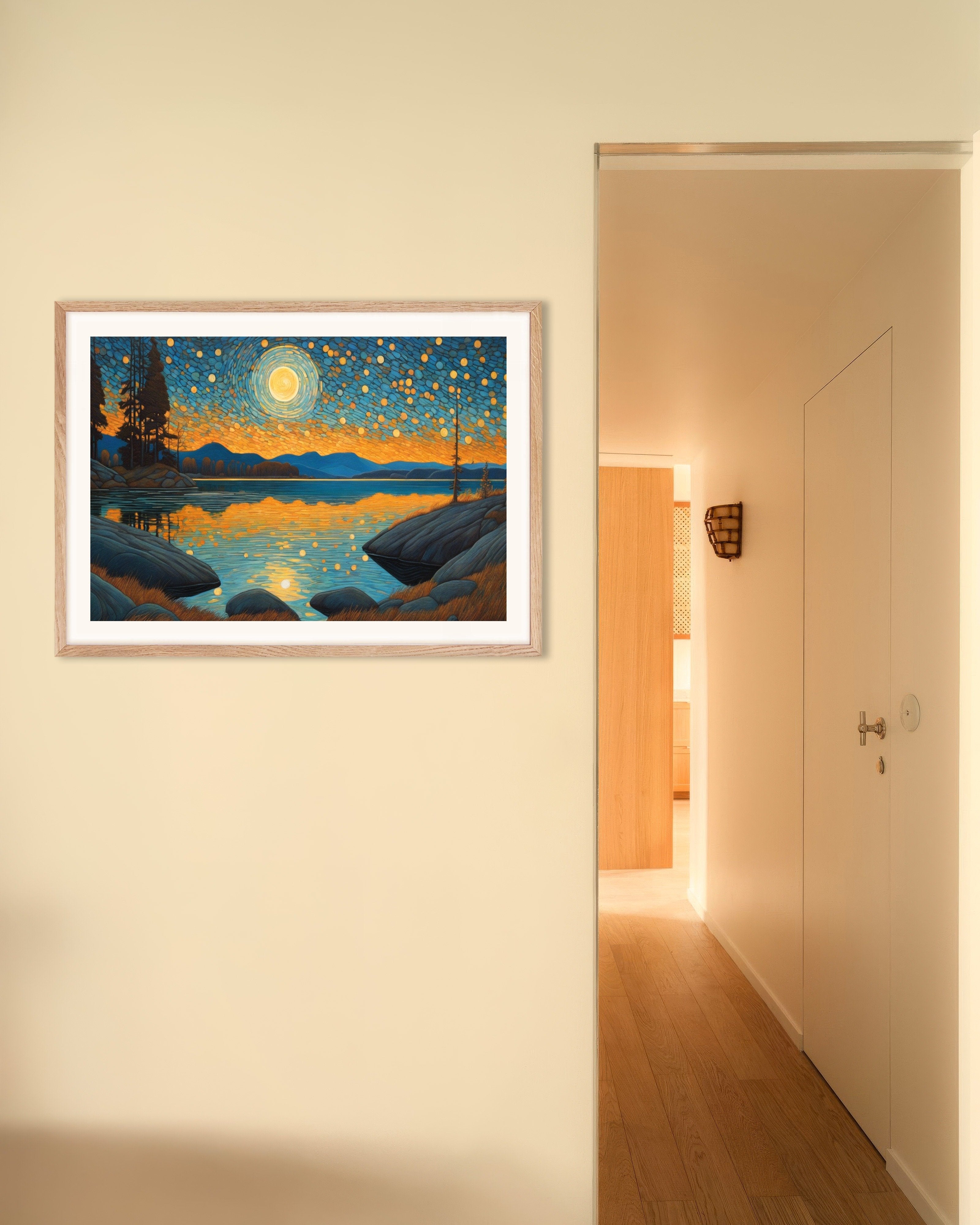 Poster of Mystical symbolism with organic shapes - Poster, with natural wooden frame