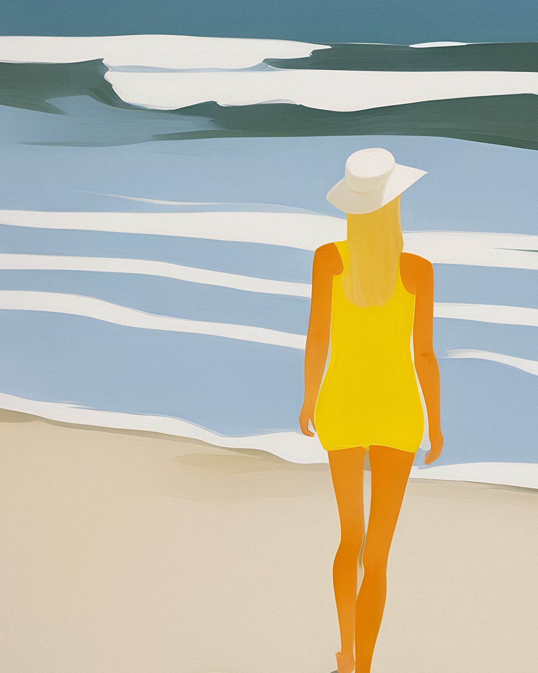 Nastya Beach Portrait - Słoneczny Żółty Nadmorski Plakat