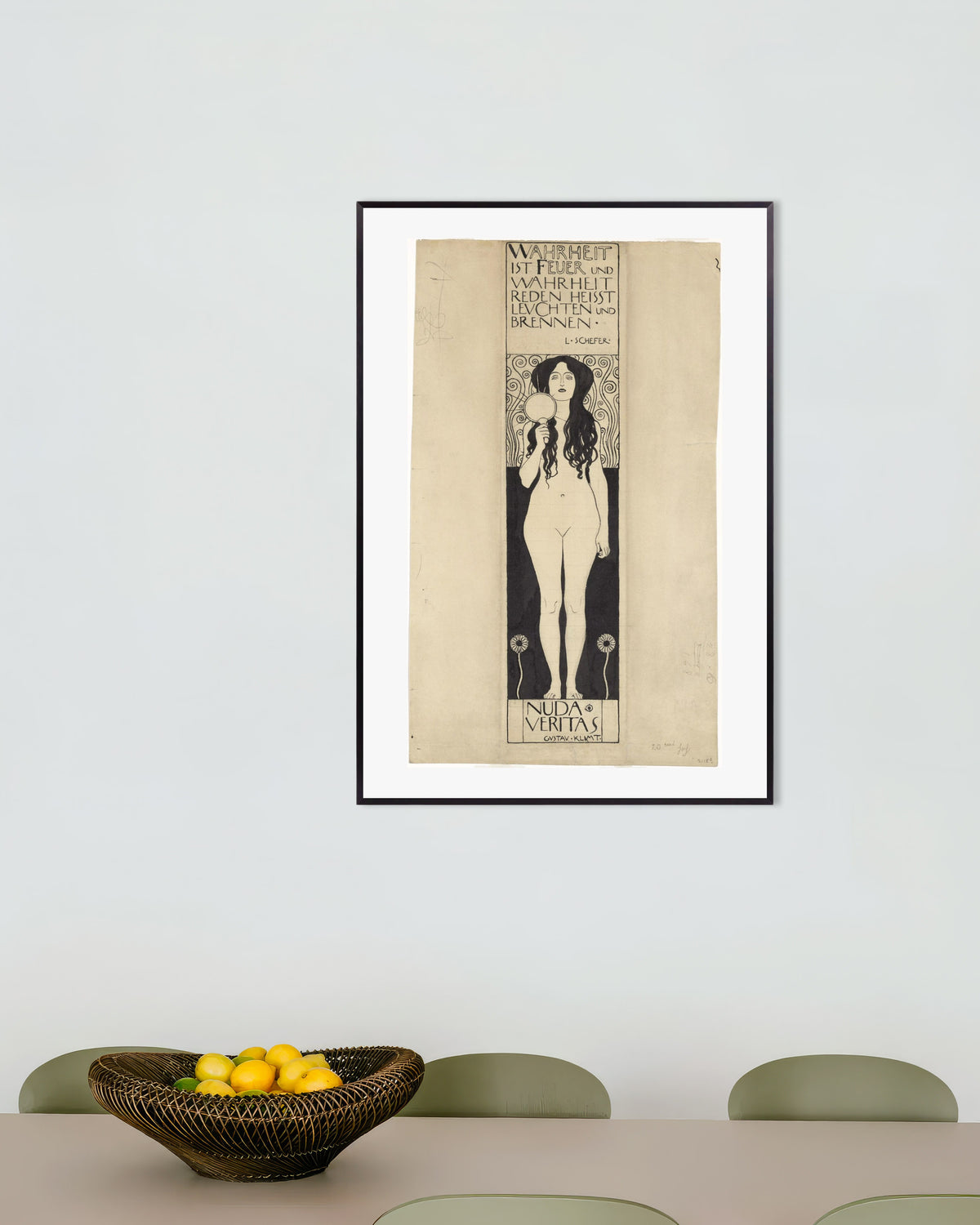 Plakat Nuda Veritas (1898), Gustav Klimt, w metalowej ramie