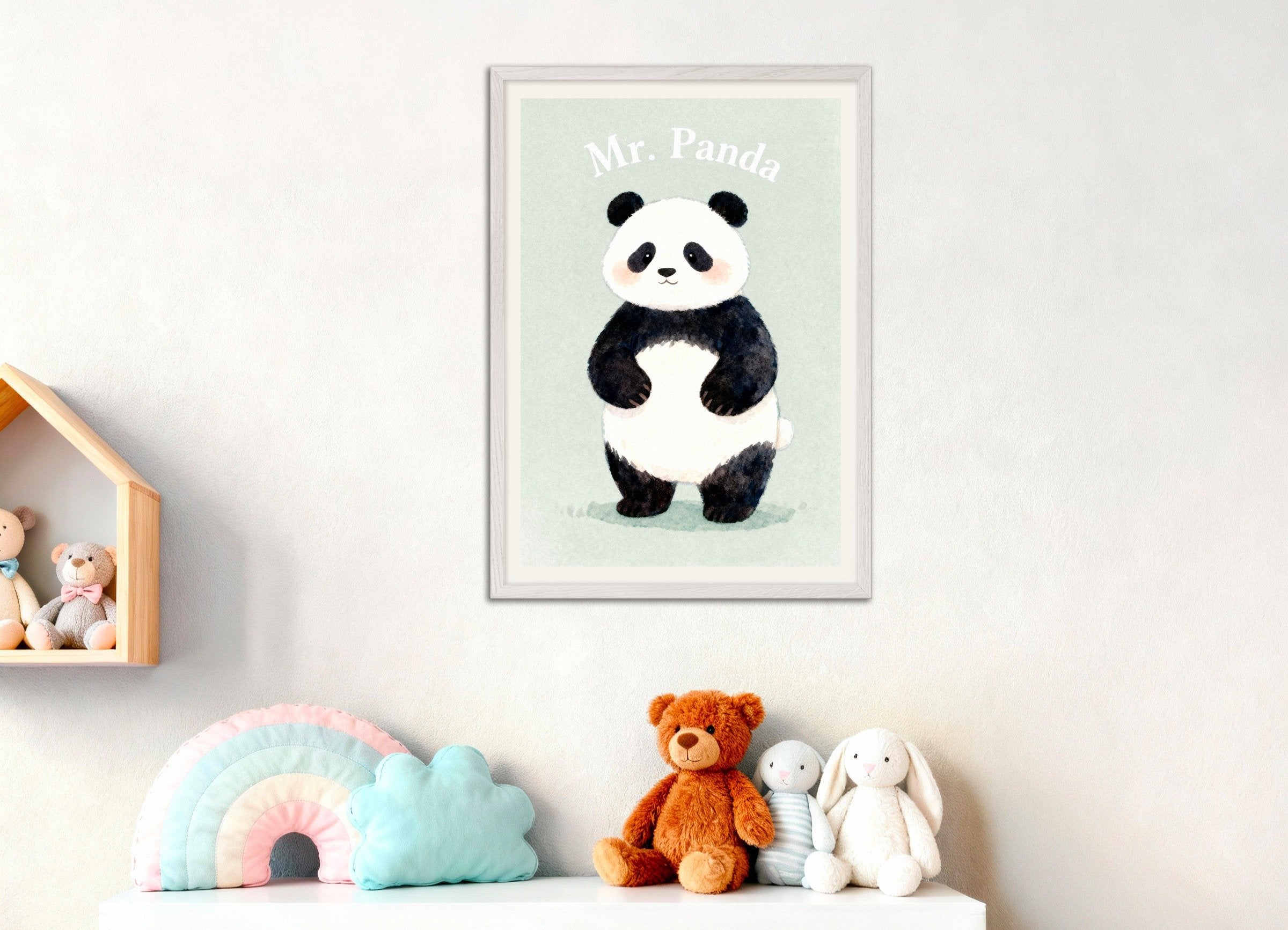 Poster of Nursery panda wall art – Cute print, with white wooden frame