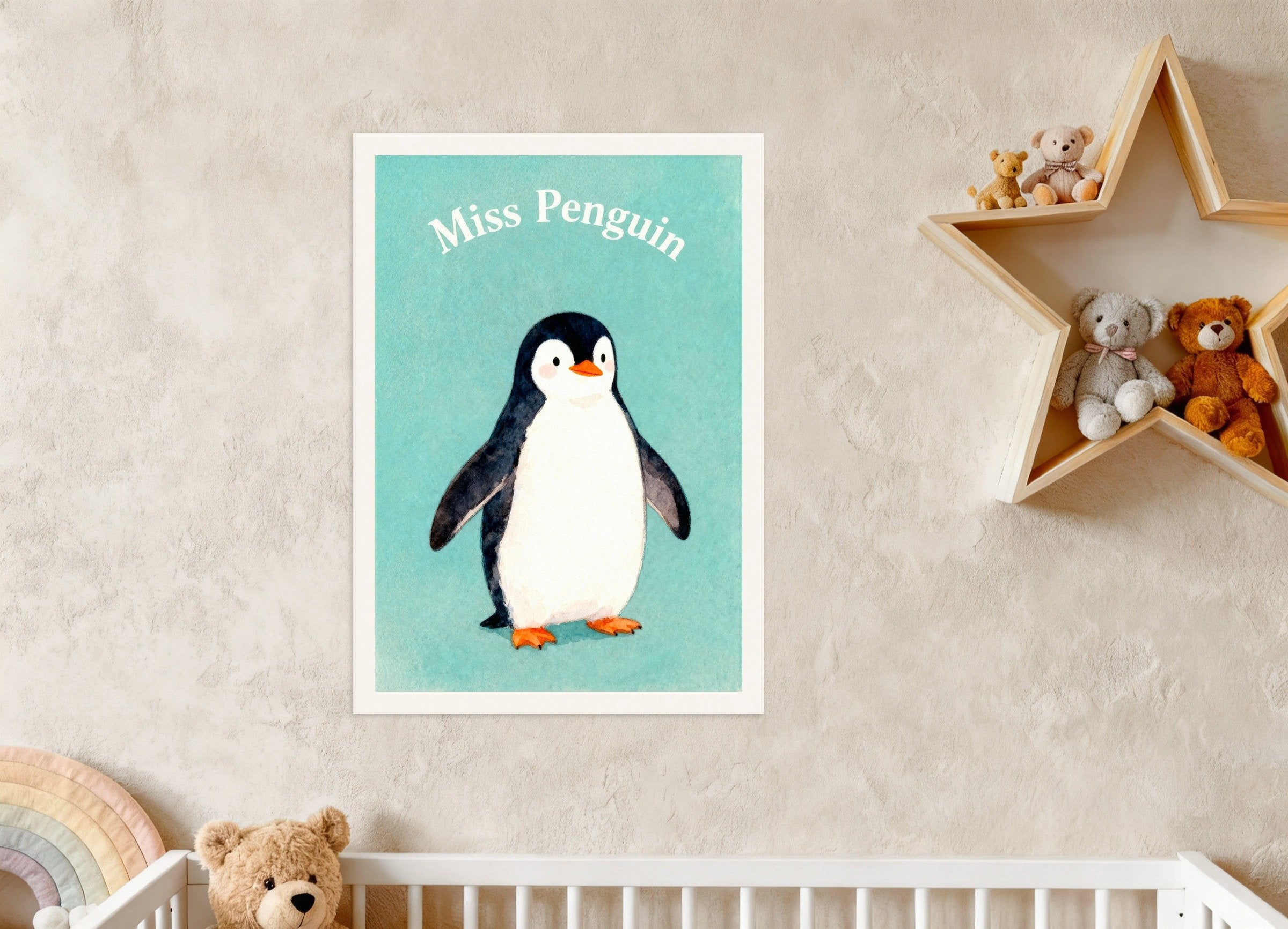 Poster of Nursery penguin wall art – Cute arctic animal watercolor