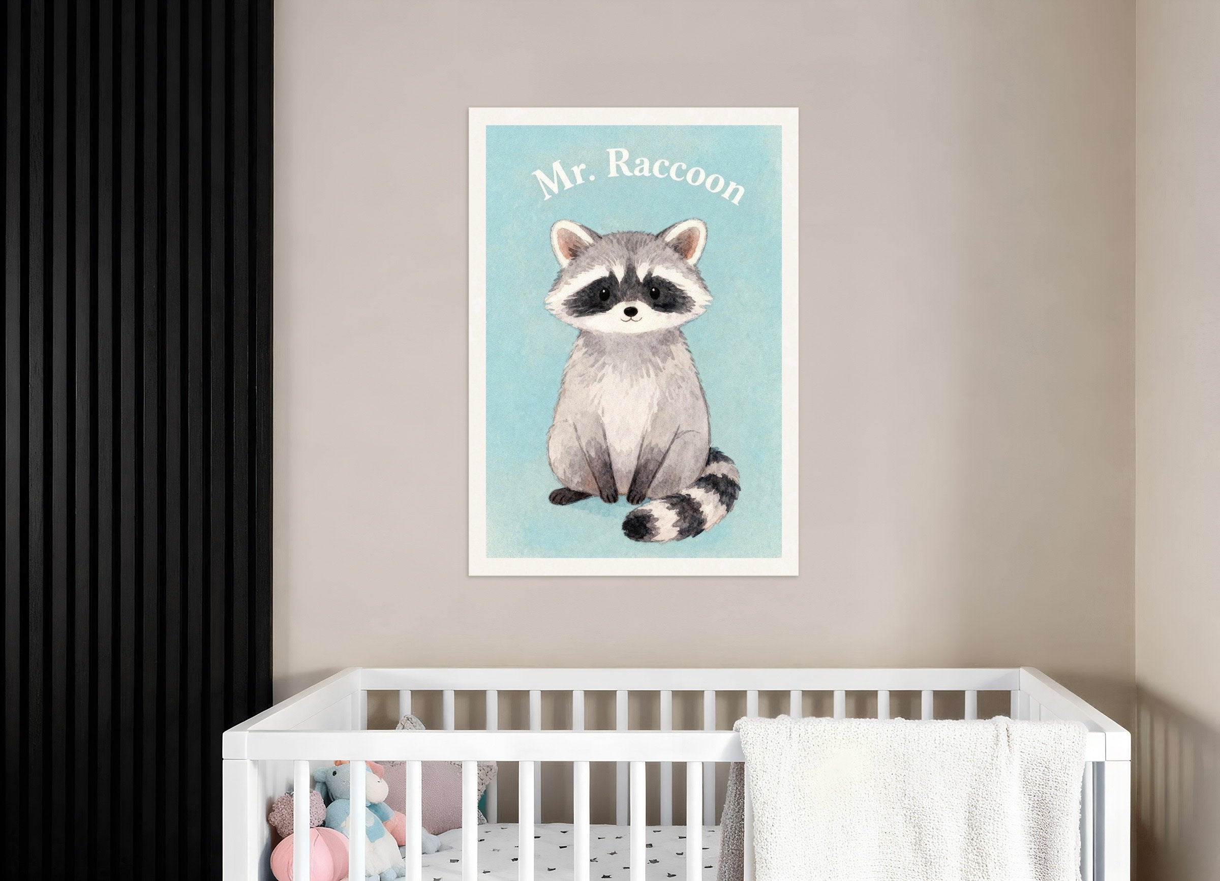 Poster of Nursery raccoon wall art – Adorable woodland friend