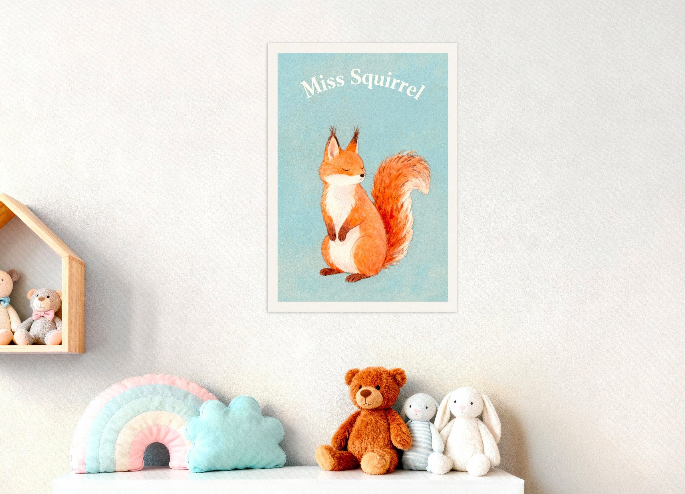 Poster of Nursery squirrel wall art – Woodland animal poster