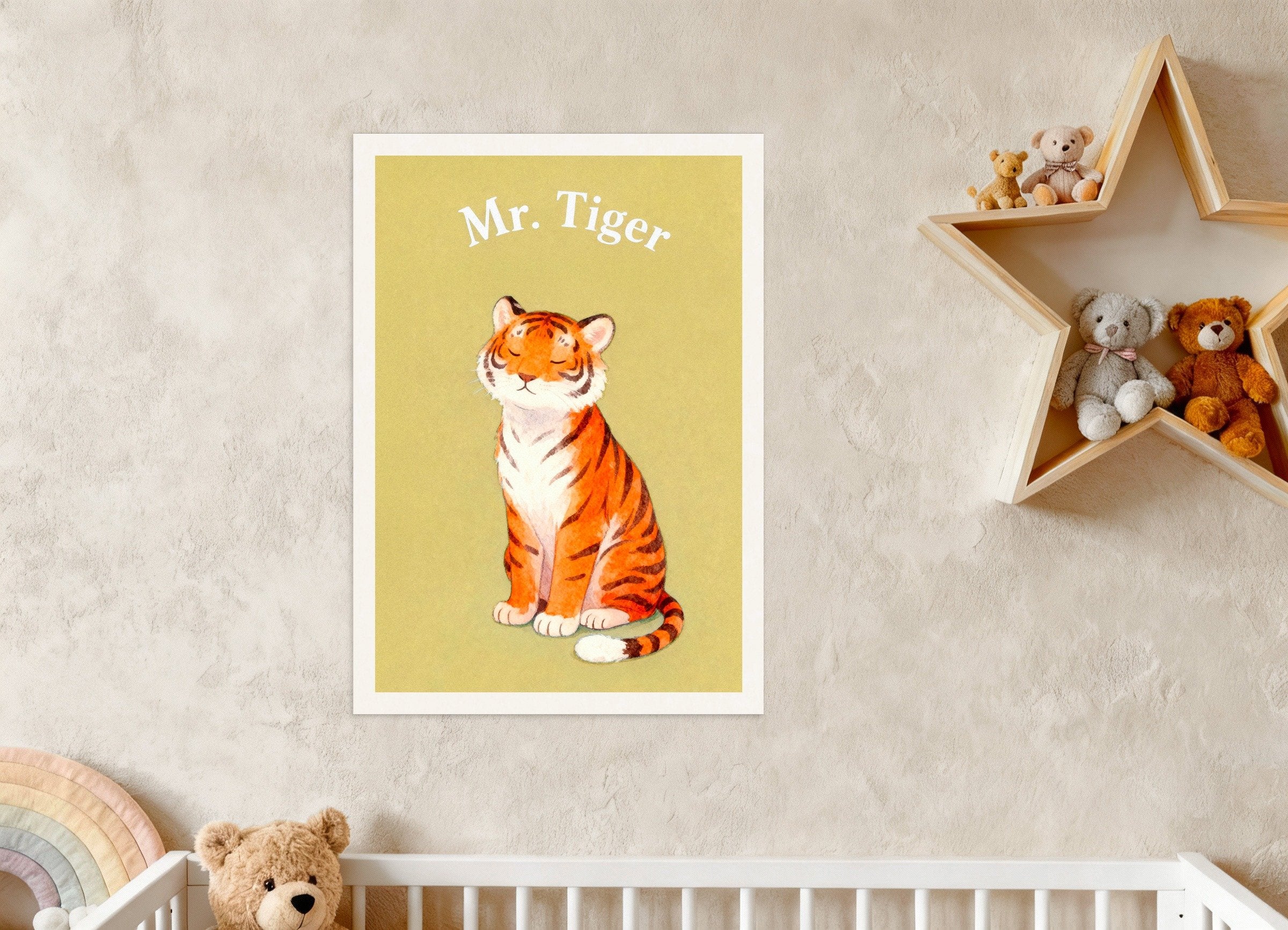 Poster of Nursery tiger wall art – Striped jungle animal