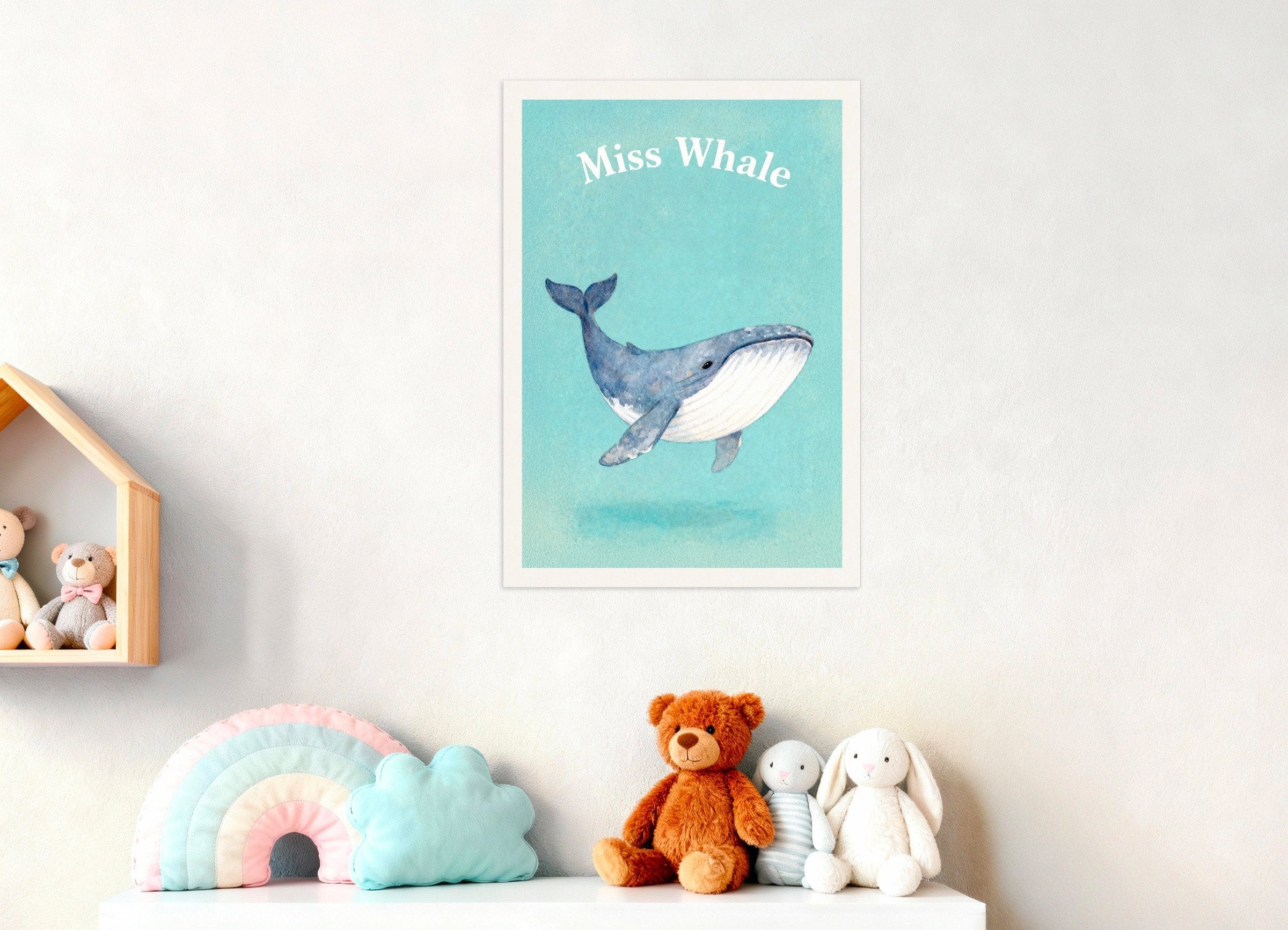 Poster of Nursery whale wall art – Ocean giant watercolor
