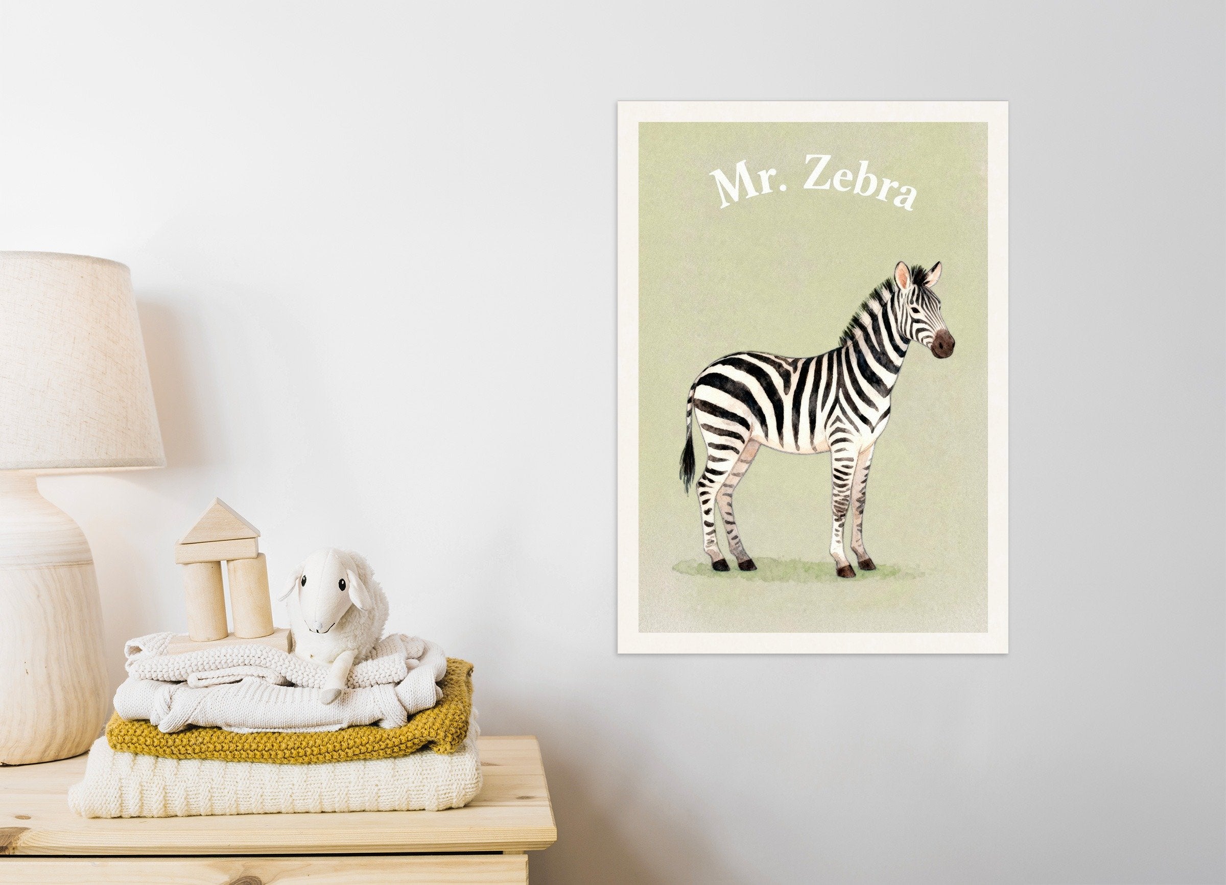Poster of Nursery zebra wall art – Safari stripes watercolor poster