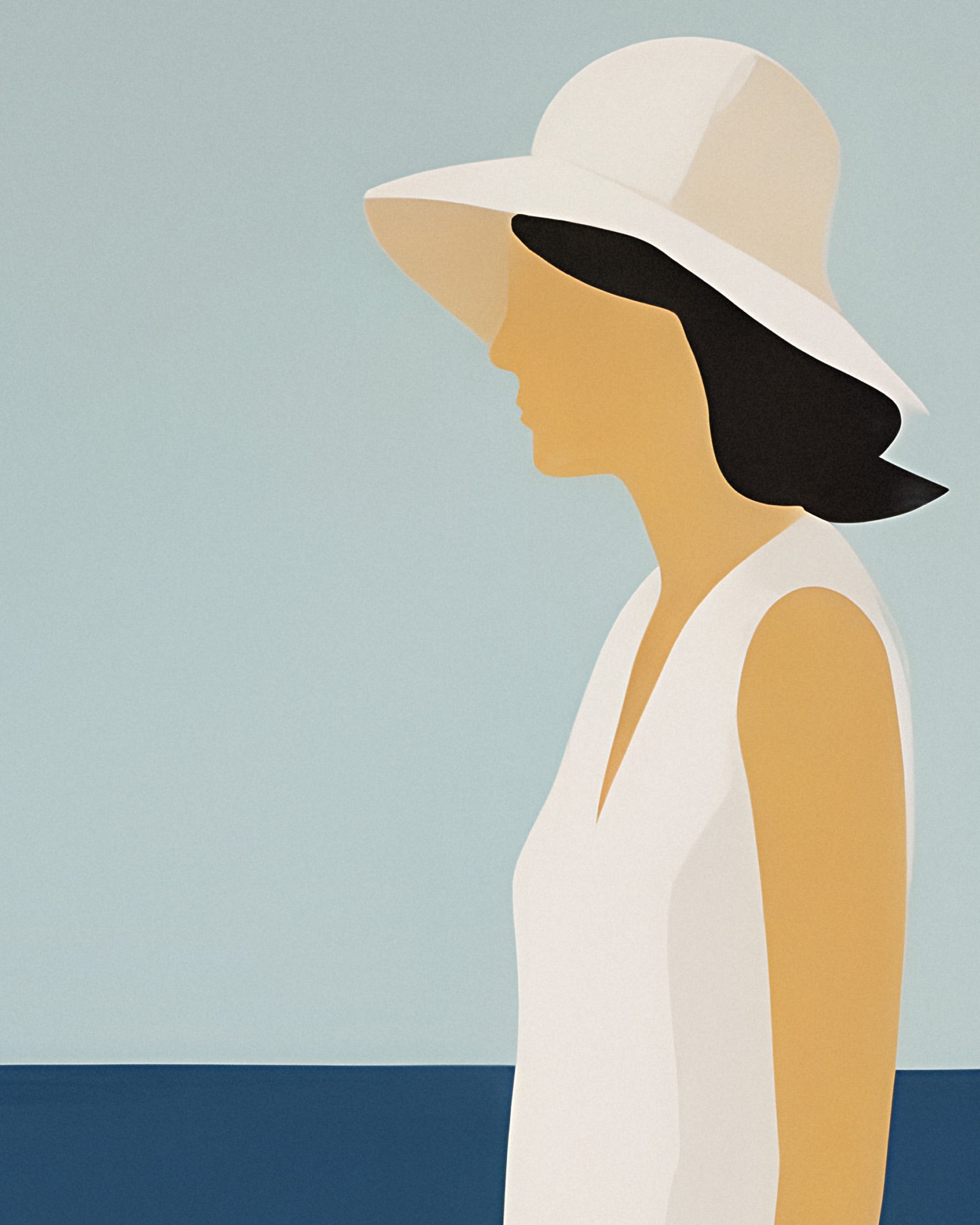 Portret Octavii na Plaży - Elegancki Plakat Nadmorski