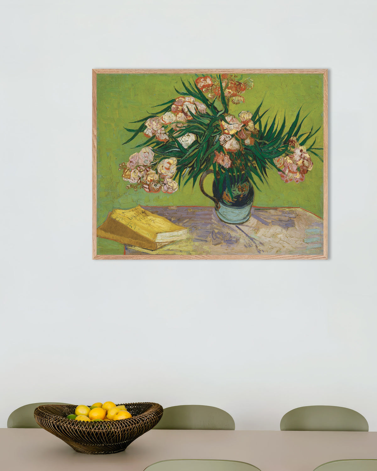 Plakat „Oleandry (1888), Vincent van Gogh” w ramie z naturalnego drewna