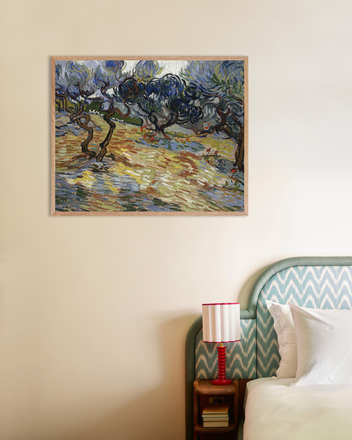 Plakat Drzewa oliwne (1889), Vincent van Gogh, w ramie z naturalnego drewna