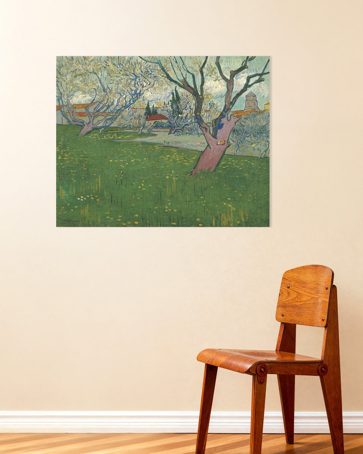 Plakat „Kwitnący sad z widokiem na Arles (1889), Vincent van Gogh”