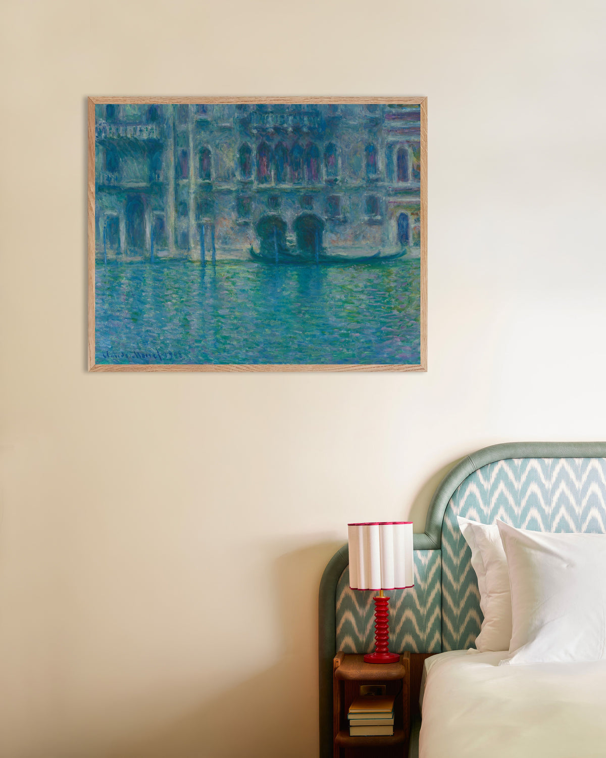 Plakat Pałac da Mula, Wenecja (1908), Claude Monet, w ramie z naturalnego drewna