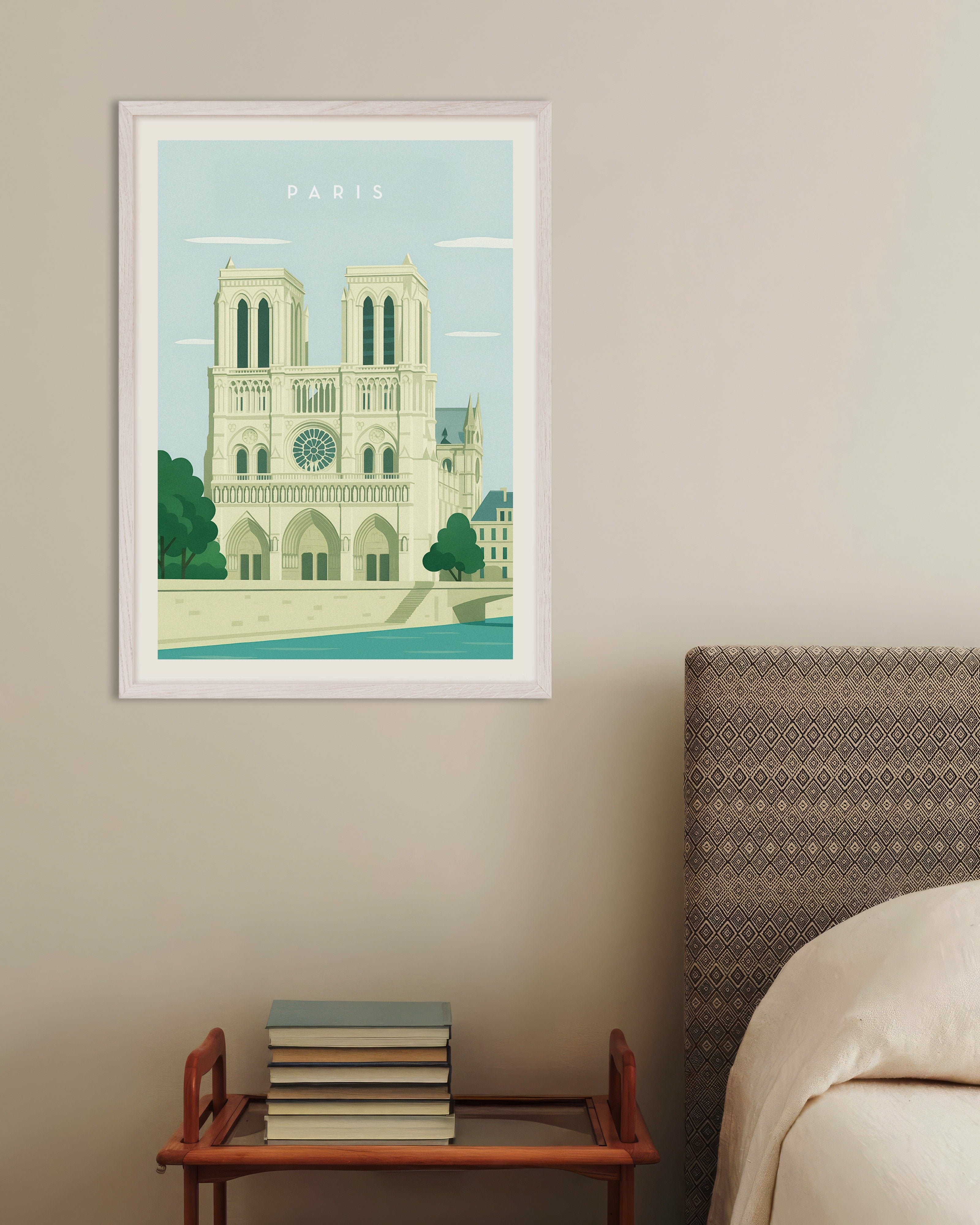 Poster of Paris Notre-Dame Wall Art Print, with white wooden frame