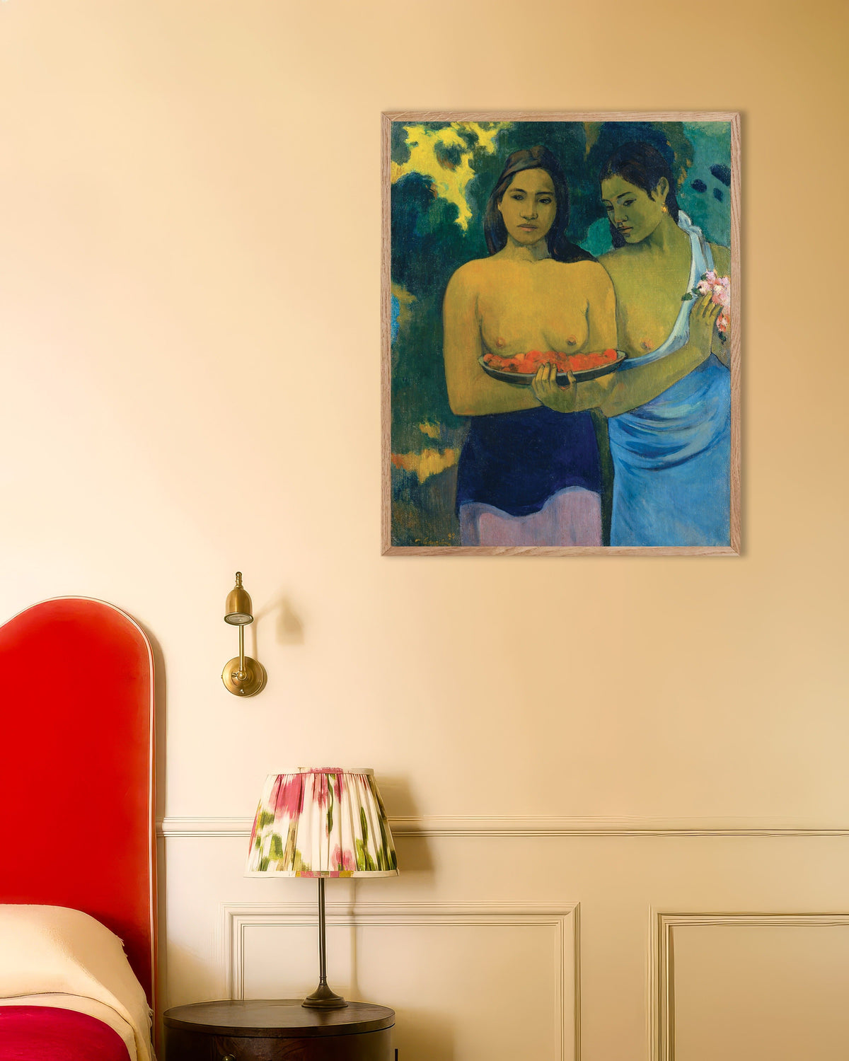 Paul Gauguin, Dwie Tahitianki, w ramie z naturalnego drewna