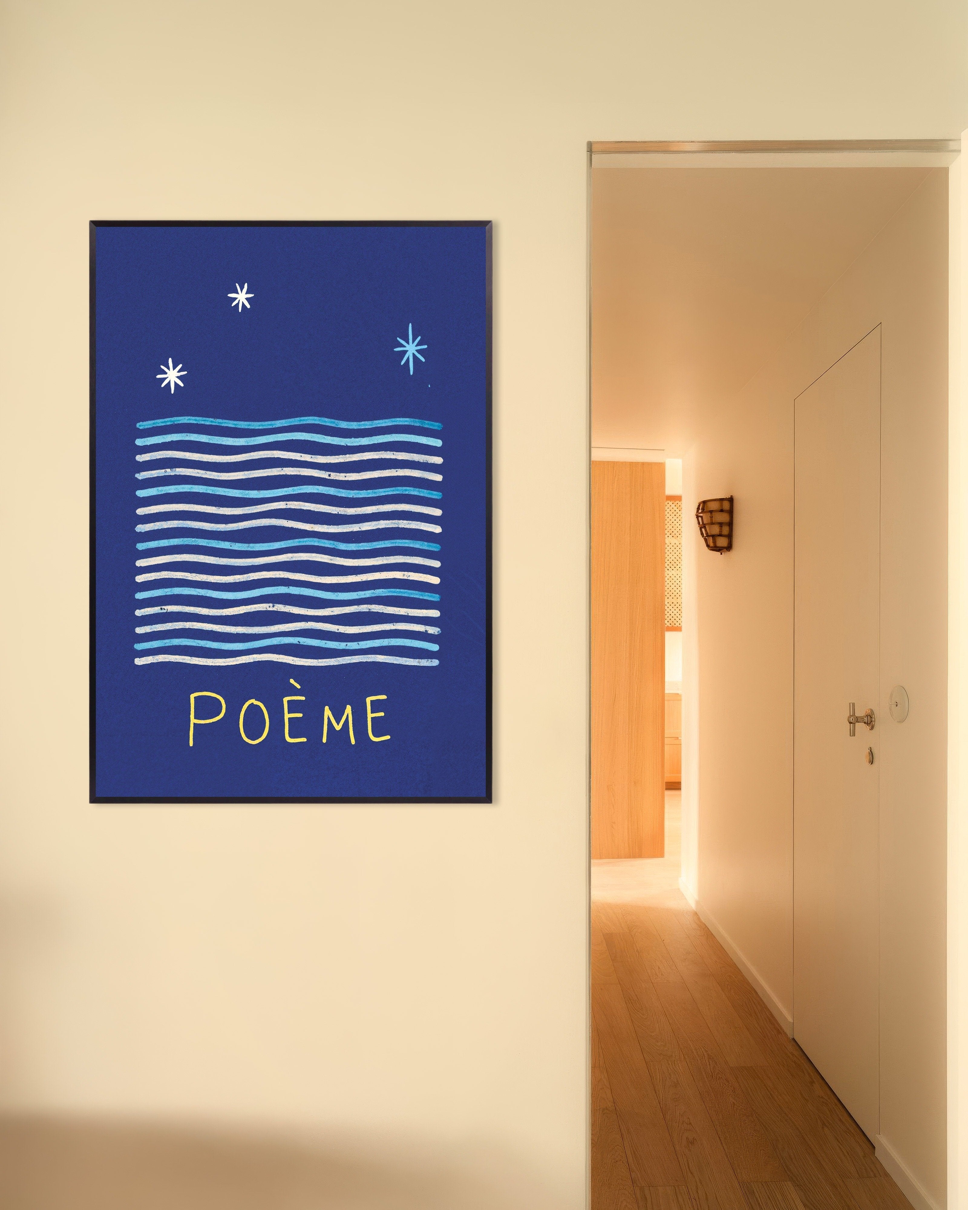 Poster of Poème - Night Waves Poster, with metal frame