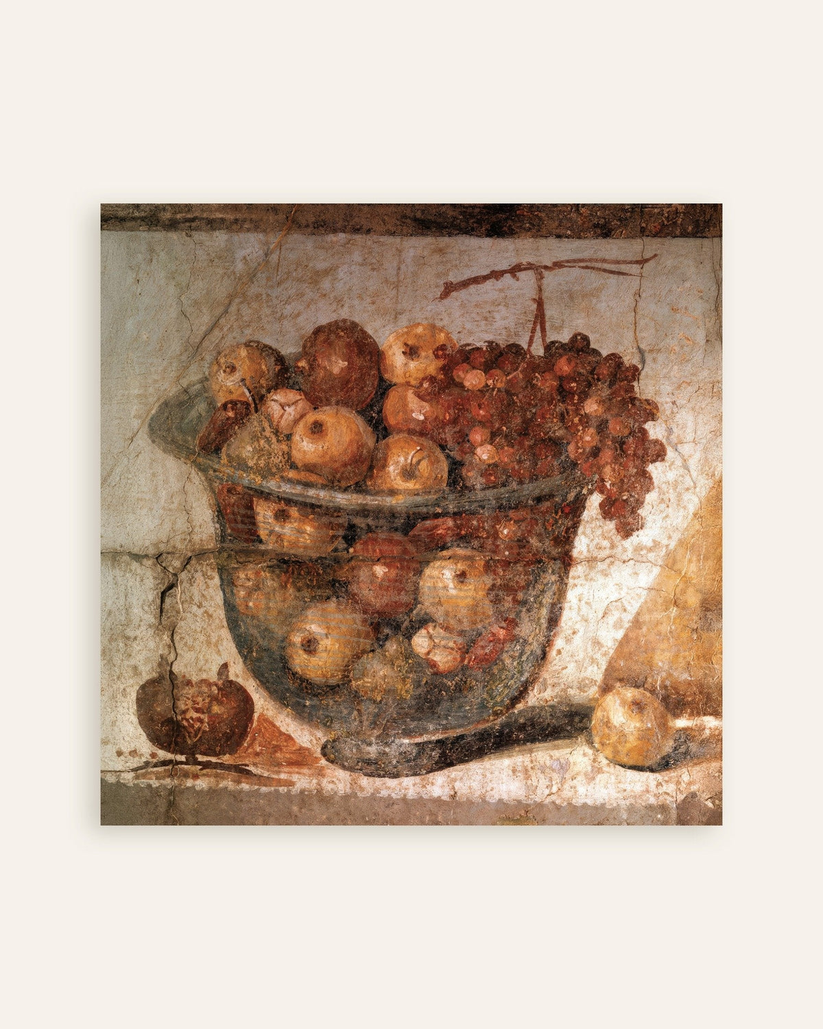 Plakat z freskiem misy z owocami, rzymska martwa natura z Pompejów