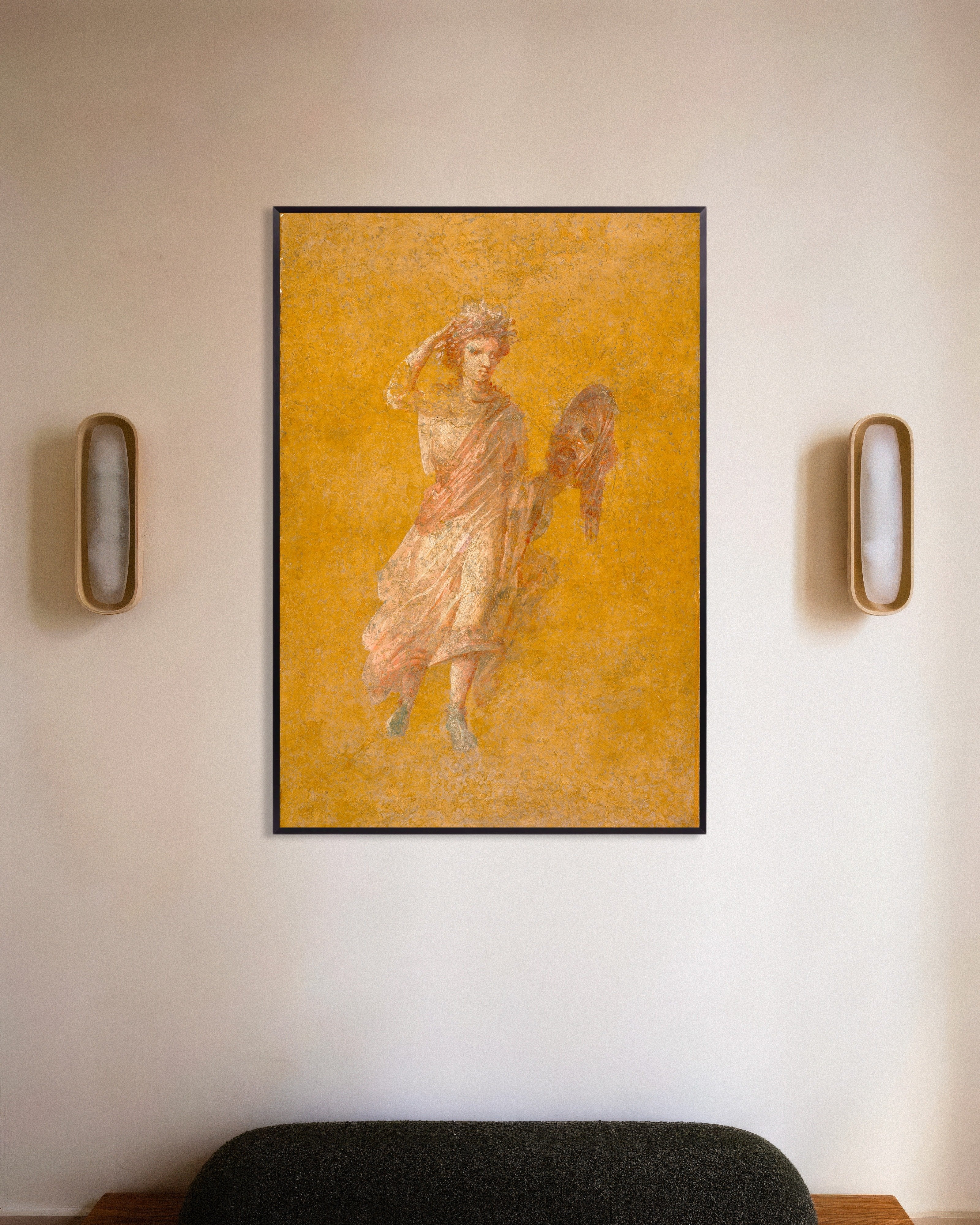 Poster of Pompeii Fresco Fragment with Muse Melpomene - Art Print, with metal frame