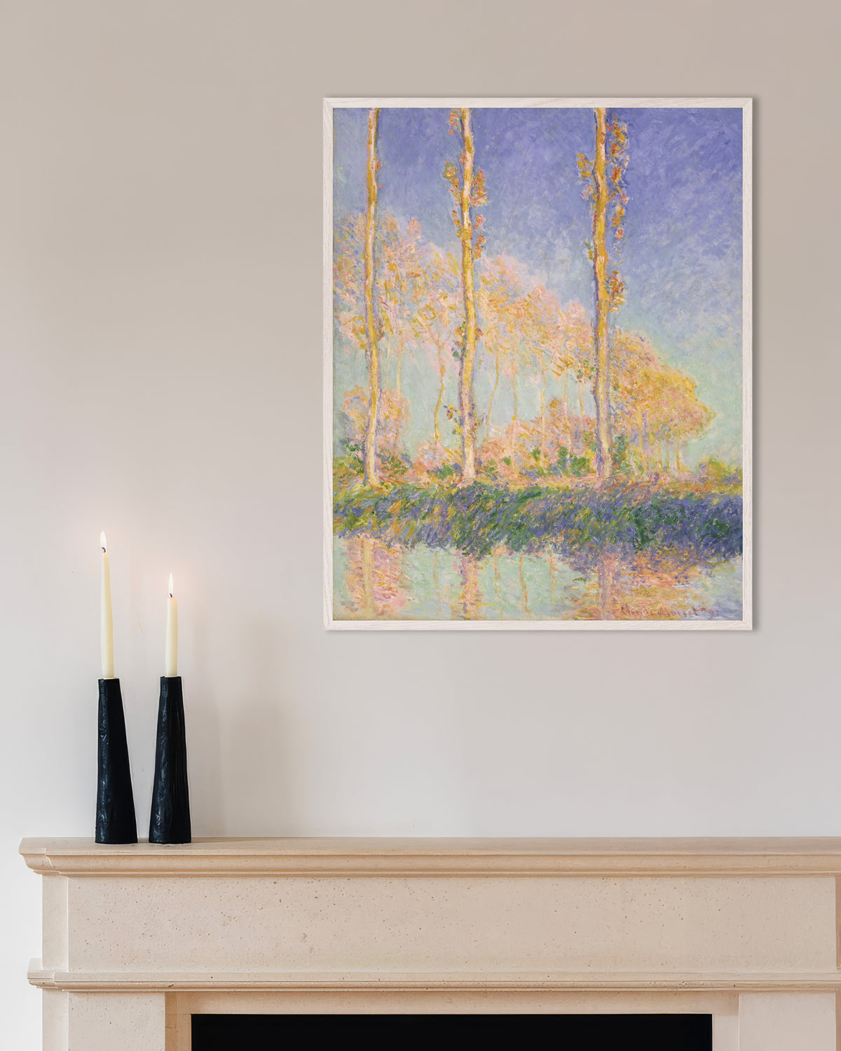 Plakat Topole (1891), Claude Monet, w białej drewnianej ramie