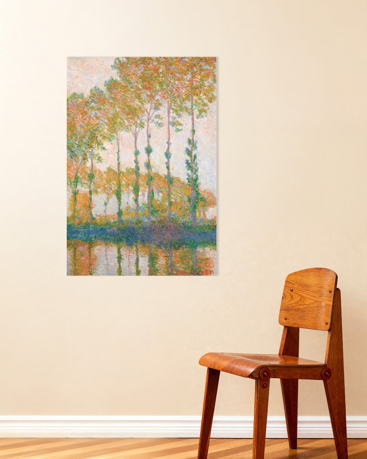 Plakat Topole nad brzegiem Epte, jesień (1891), Claude Monet