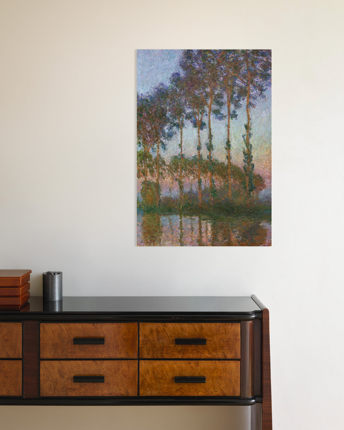 Plakat Topole nad brzegiem Epte, zmierzch (1891), Claude Monet