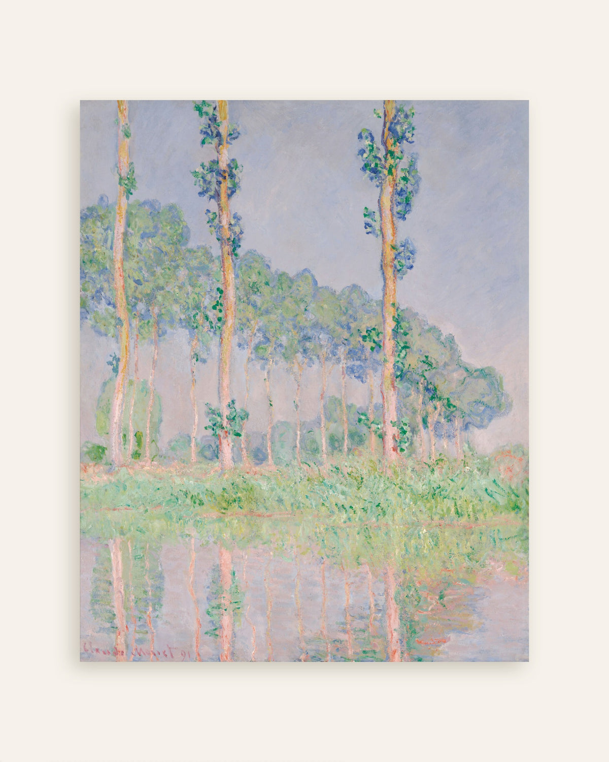 Plakat Topole, różowy efekt (1891), Claude Monet, miniatura