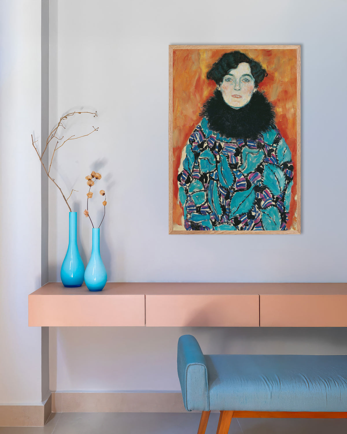 Plakat Portret Johanny Staude (1917), Gustav Klimt, w ramie z naturalnego drewna